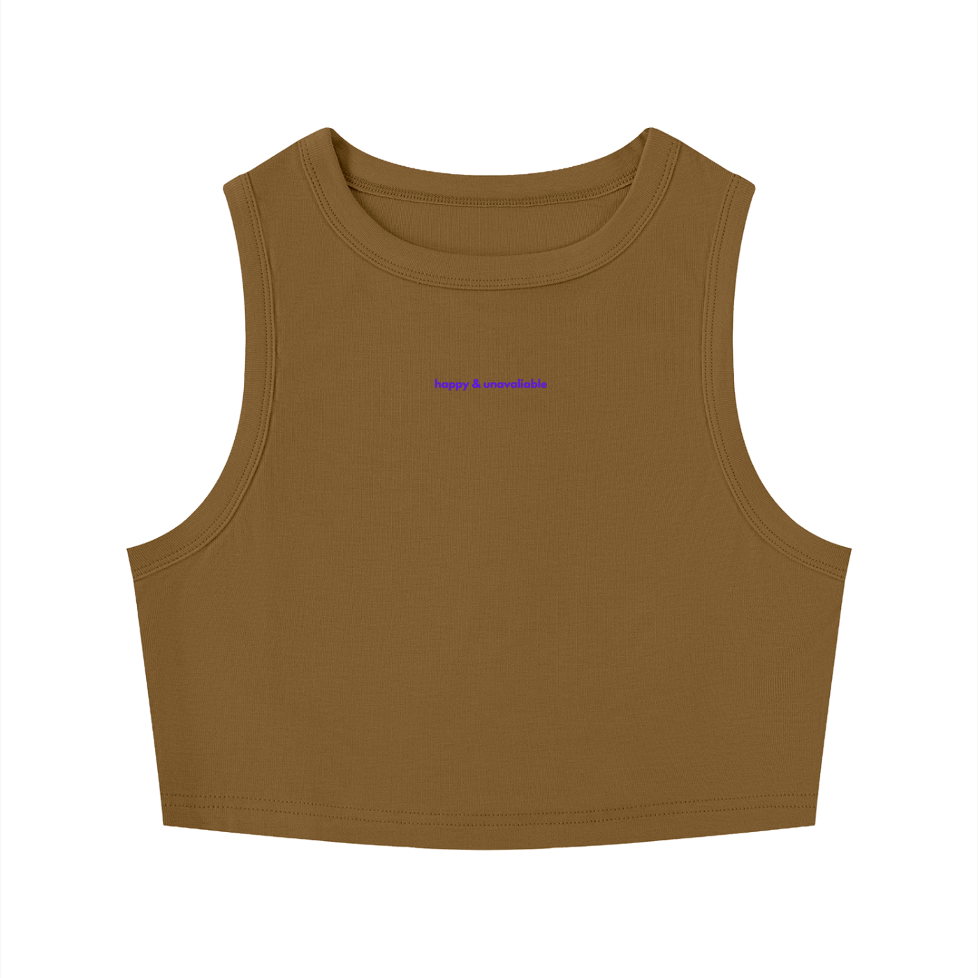 MAIN CHARACTER TIGHT CREWNECK CROP TANK TOP -  HAPPY & UNAVALIABLE