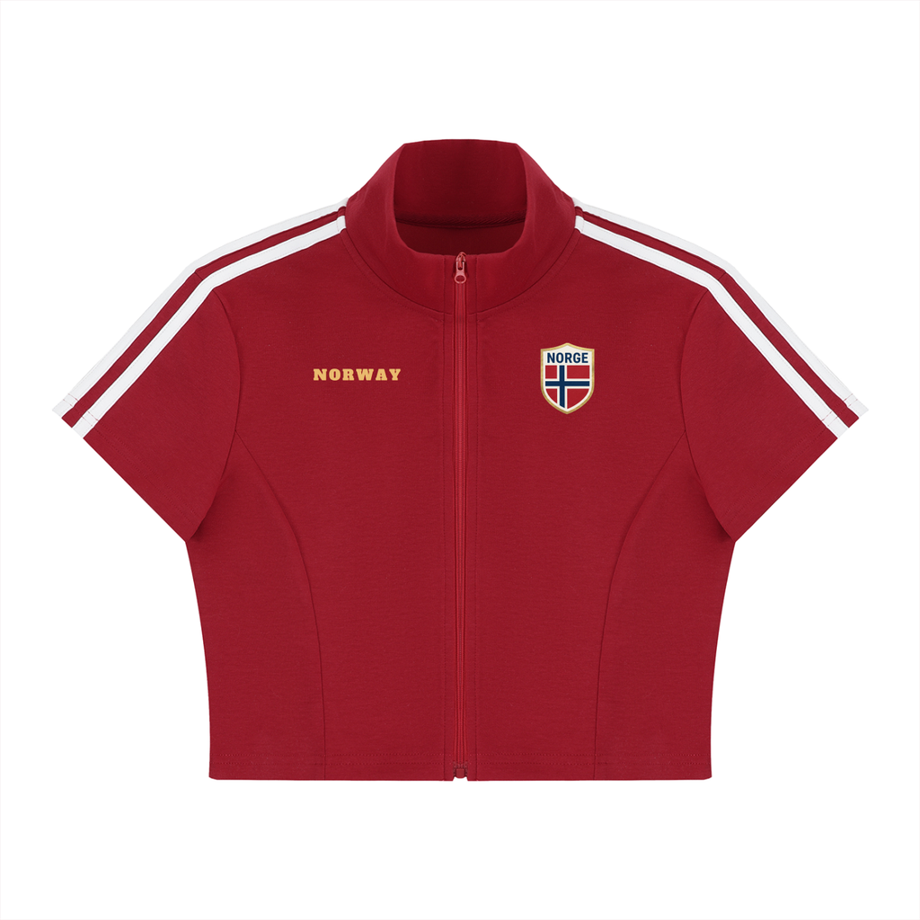 WOMEN'S CROPPED ZIP T-SHIRT - WORLD CUP NORWAY