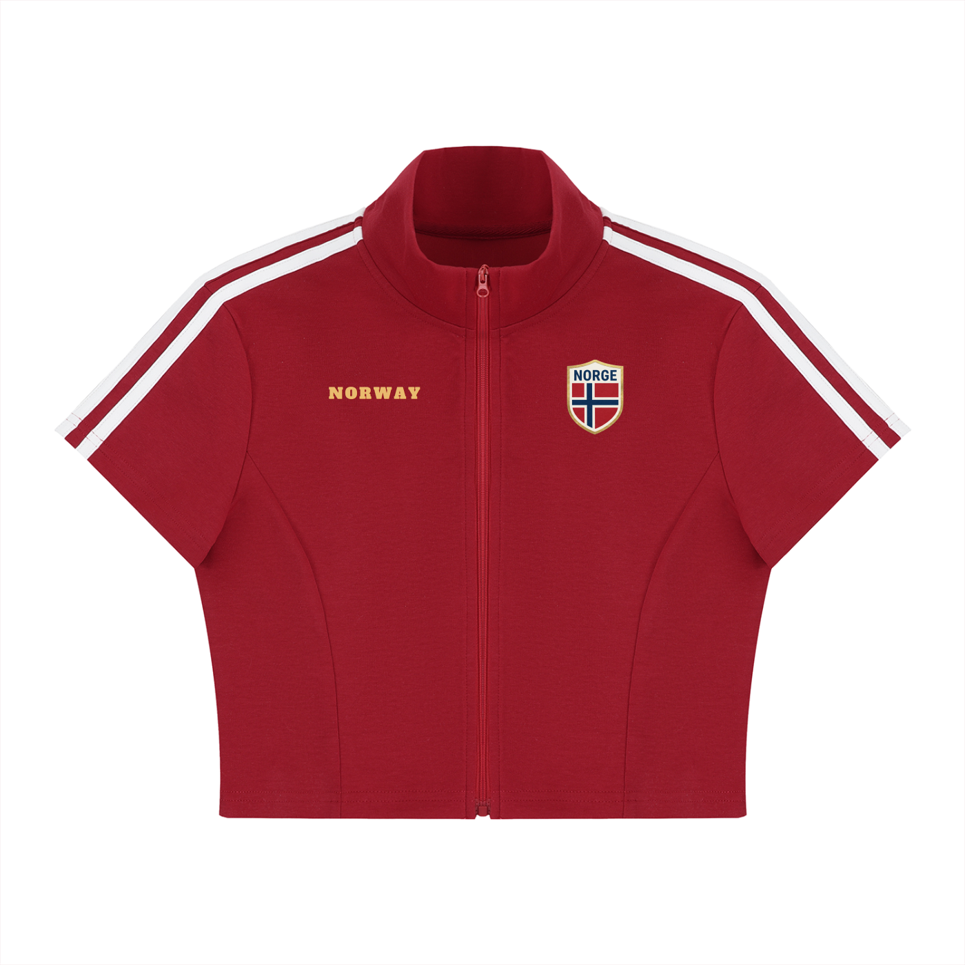WOMEN'S CROPPED ZIP T-SHIRT - WORLD CUP NORWAY