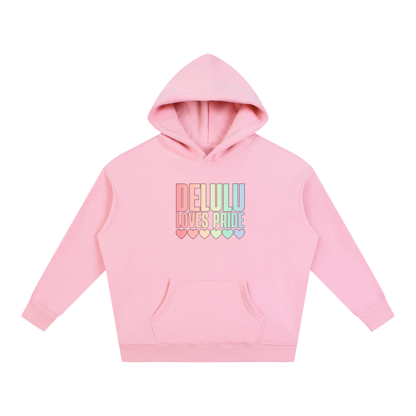 PRIDE OVERSIZED PREMIUM FLEECED HOODIE - DELULU LOVES PRIDE