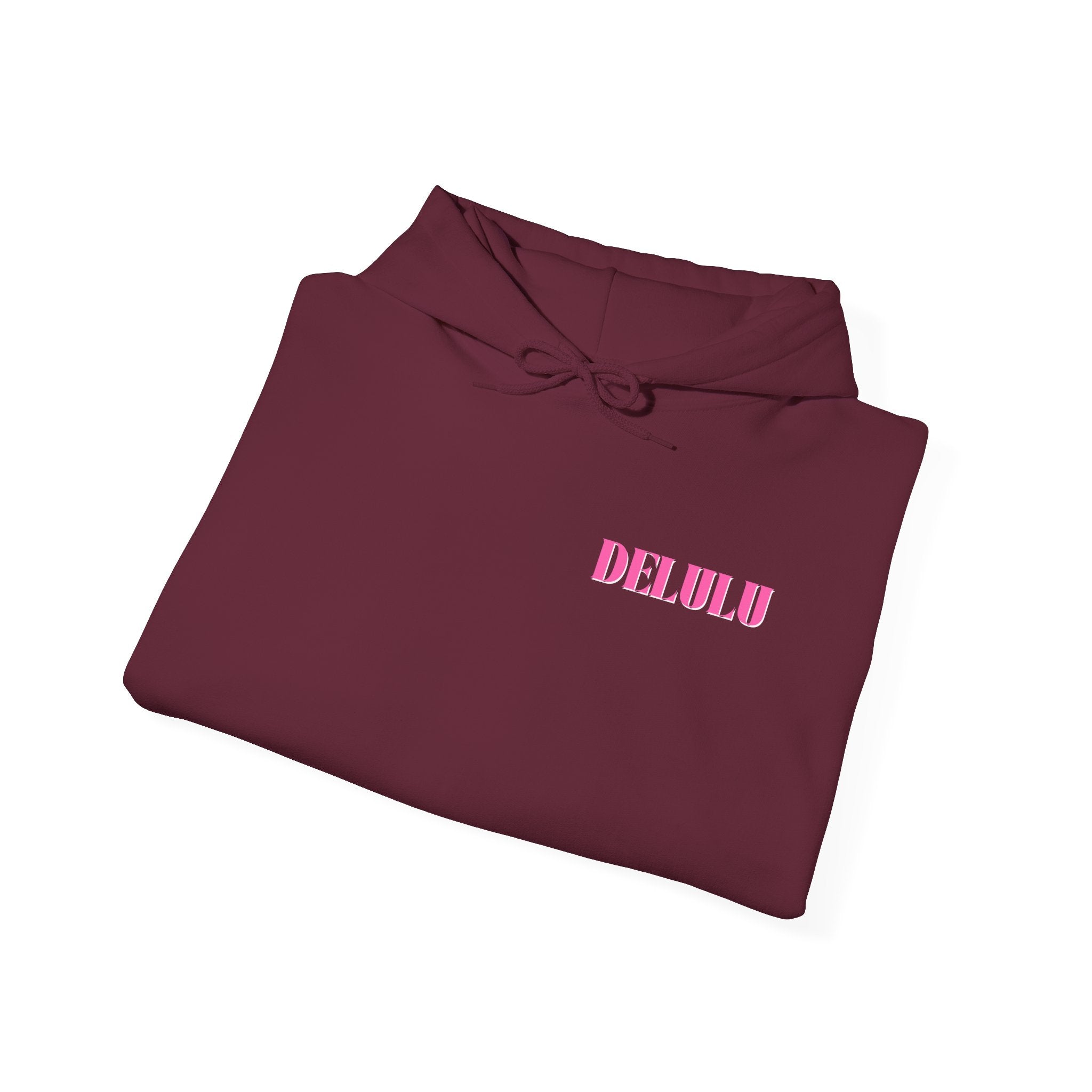 STATEMENT HOODIE DELULU - MAROON & PINK/WHITE