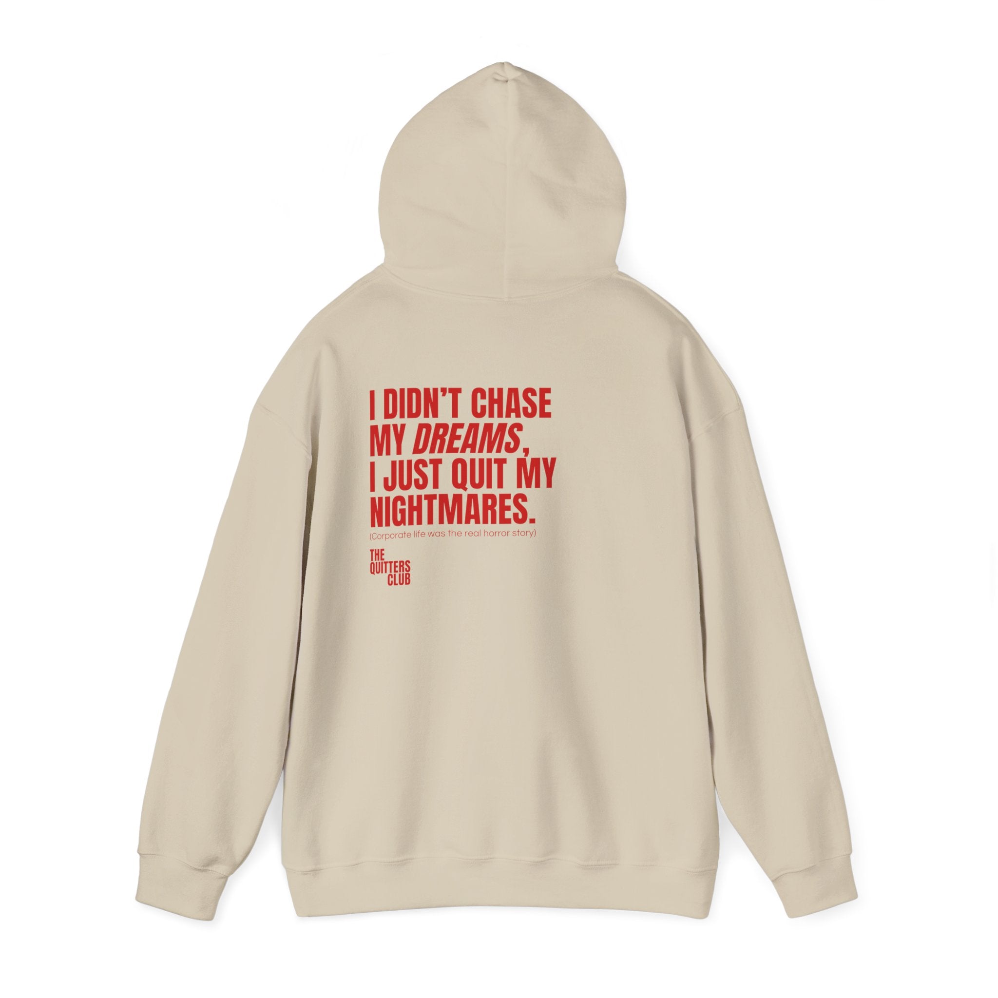 QUITTERS CLUB HOODIE - QUIT MY NIGHTMARE BEIGE/RED