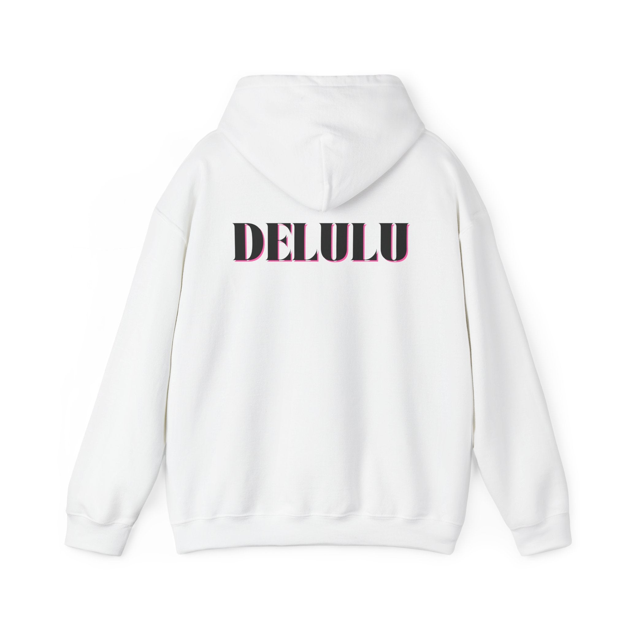 STATEMENT HOODIE DELULU - GREY & BLACK/PINK