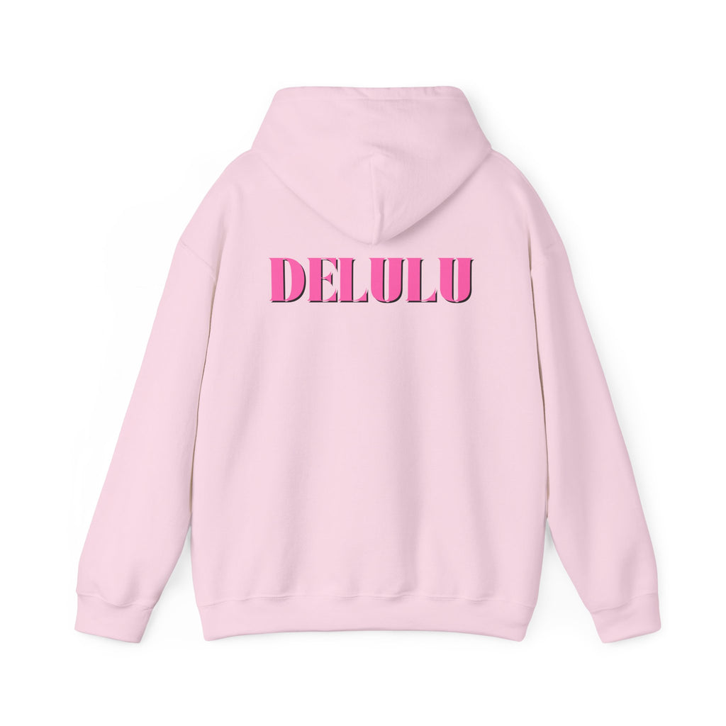 STATEMENT HOODIE DELULU - GREY & PINK/BLACK