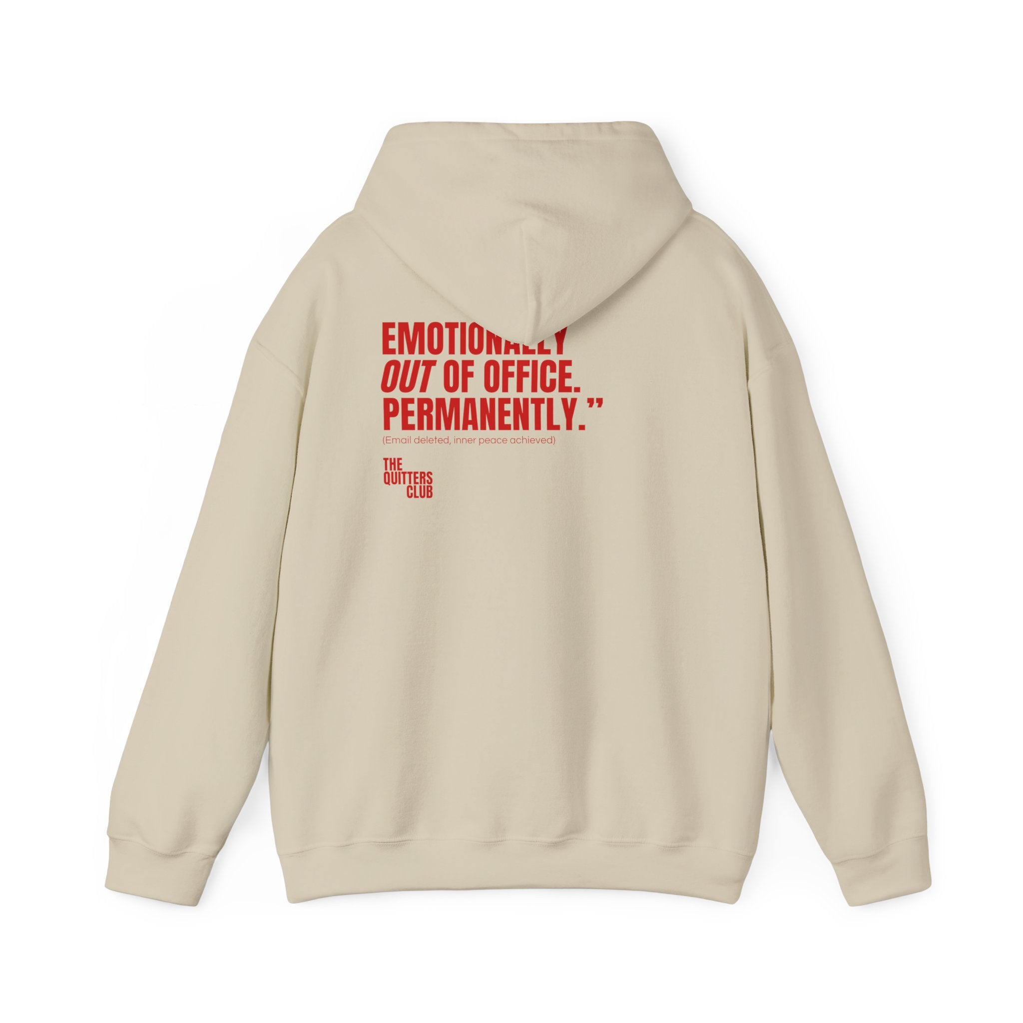 QUITTERS CLUB HOODIE - OUT OF OFFICE BEIGE/RED