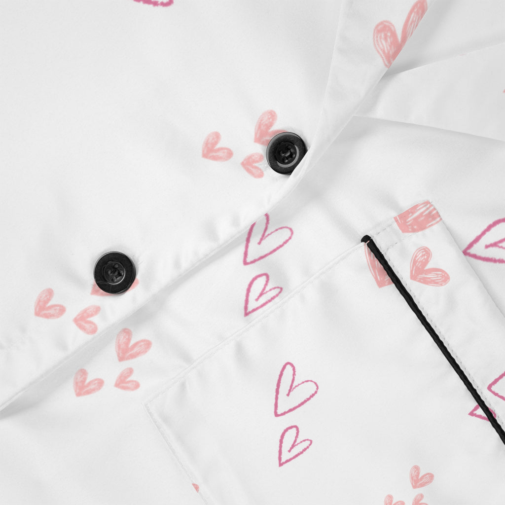01 Hearts Satin Pajama Set