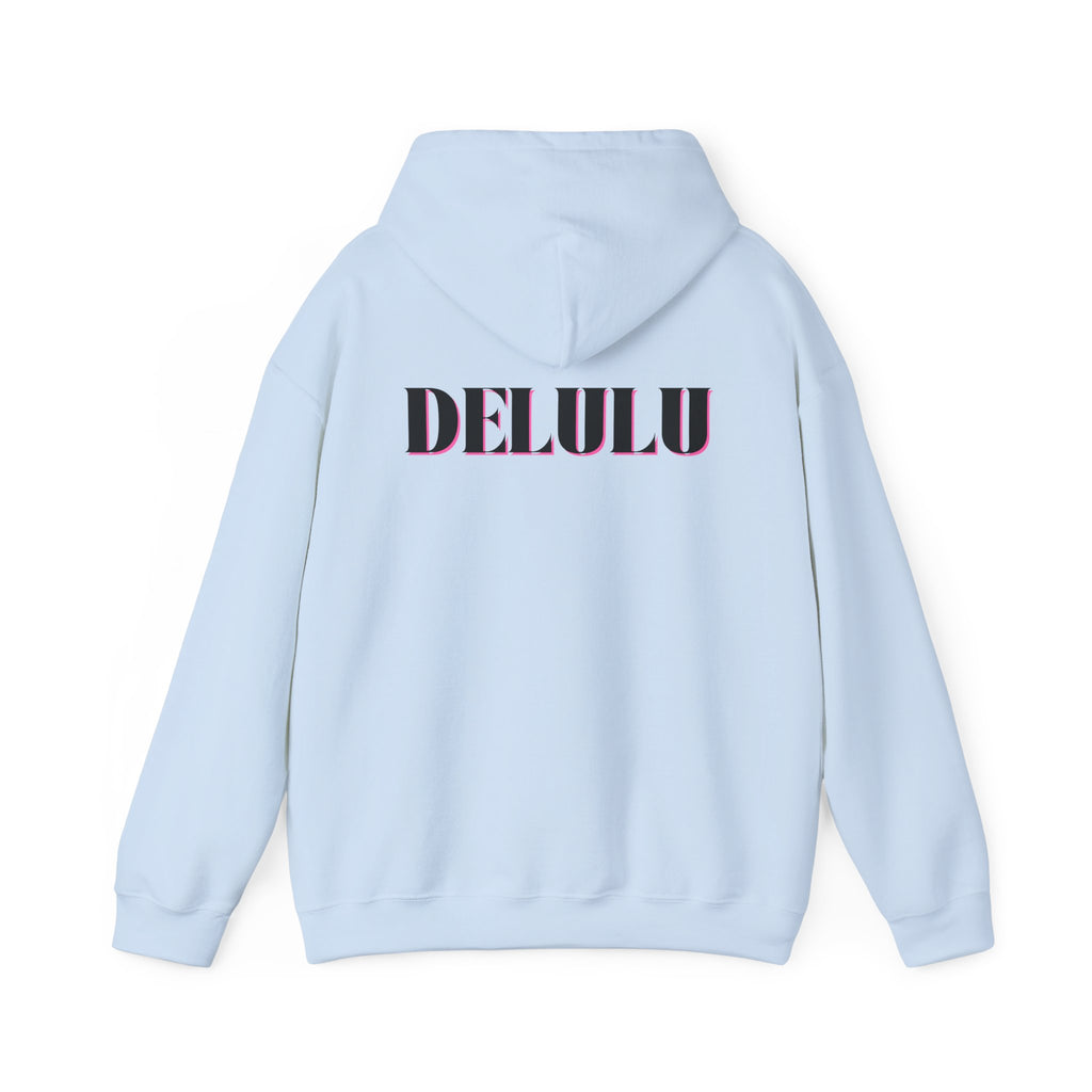 STATEMENT HOODIE DELULU - WHITE & BLACK/PINK