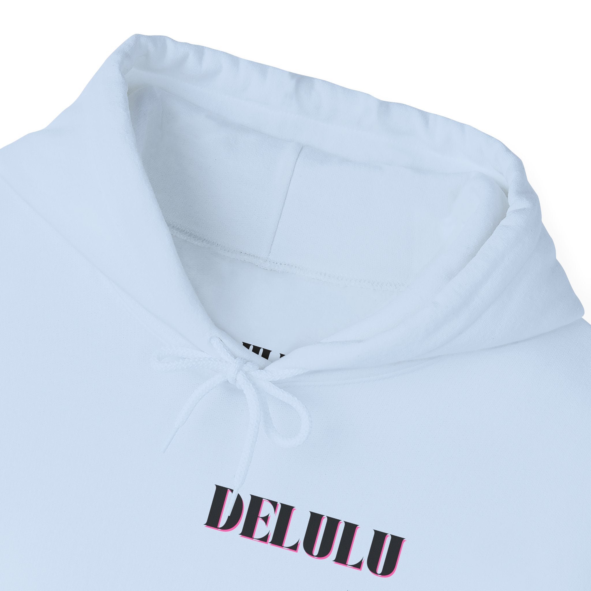 STATEMENT HOODIE DELULU - WHITE & BLACK/PINK