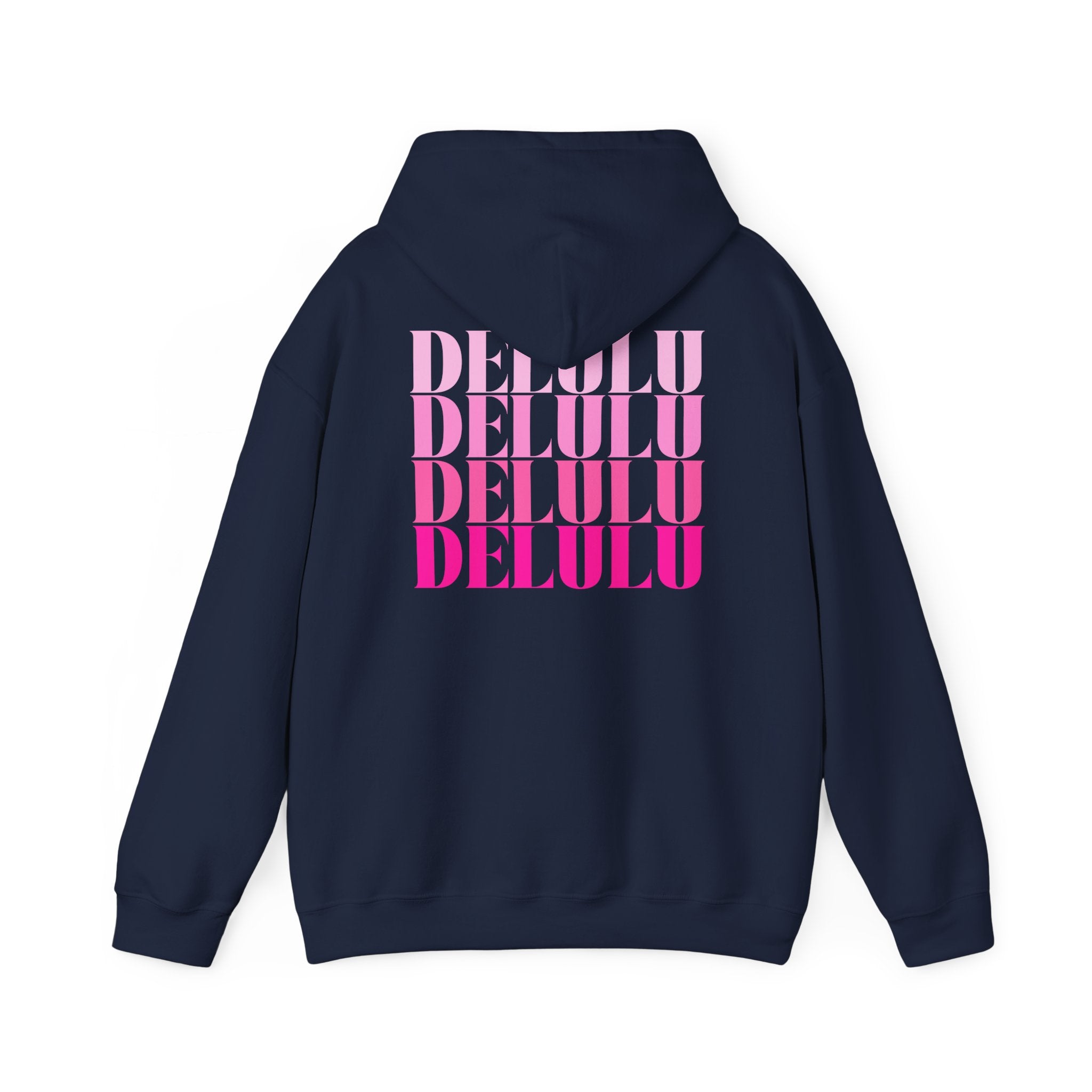 STATEMENT HOODIE DELULU DELULU DELULU - NAVY & PINK