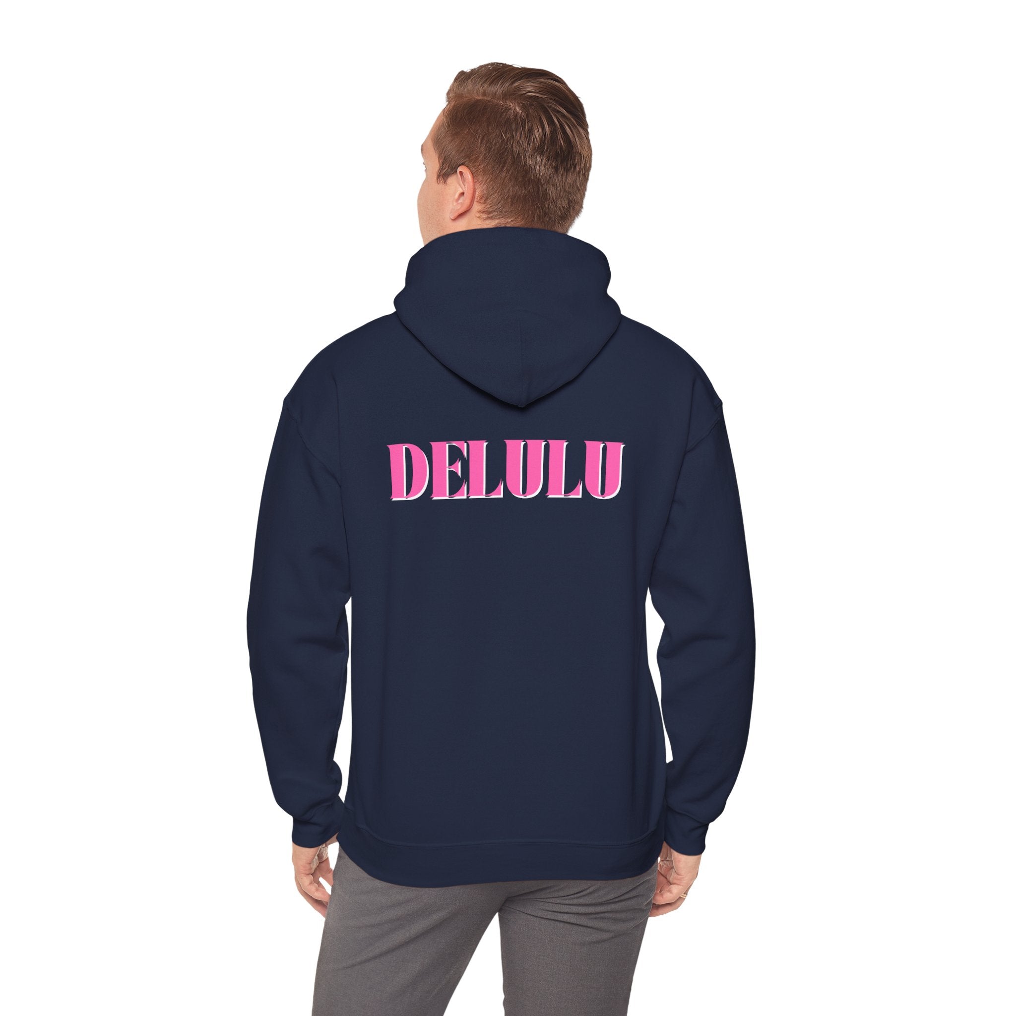 STATEMENT HOODIE DELULU - BLACK & PINK/WHITE