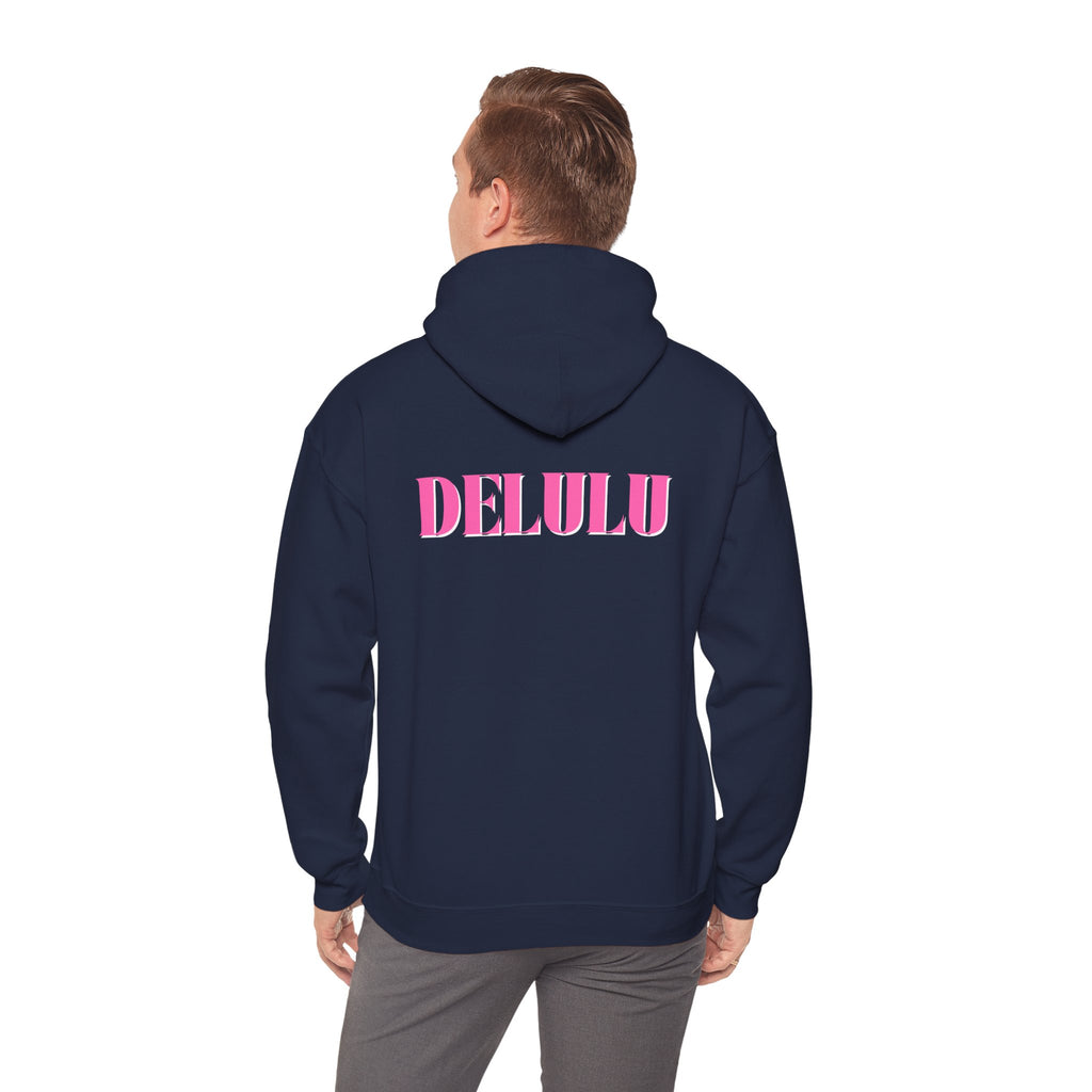 STATEMENT HOODIE DELULU - DARK CHOCOLATE & PINK/WHITE