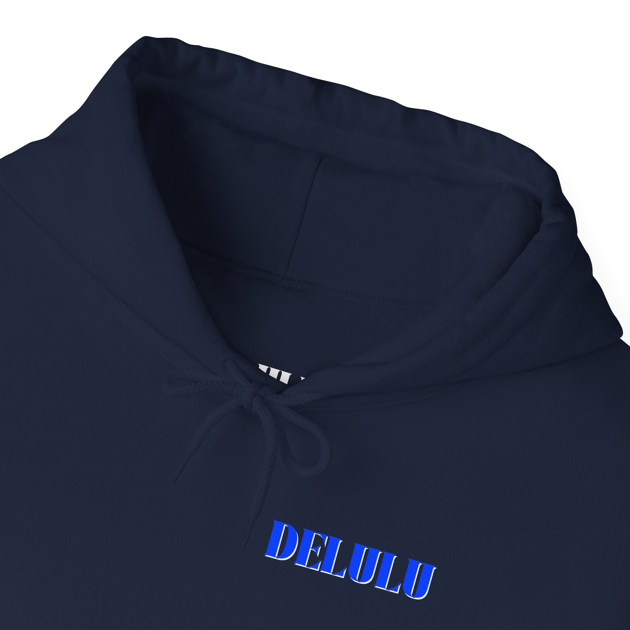 STATEMENT HOODIE DELULU - MAROON & BLUE/WHITE
