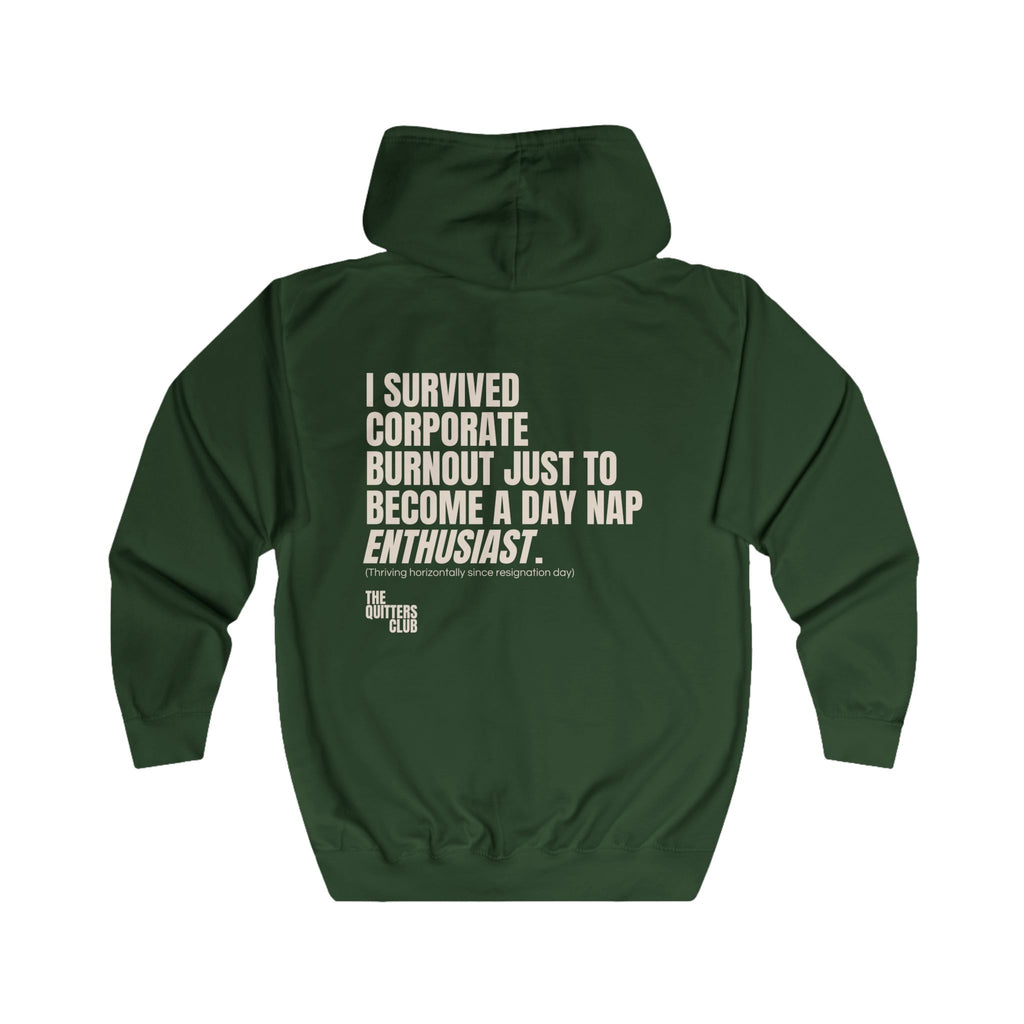 11 QUITTERS CLUB FULL-ZIP HOODIE GREEN/BEIGE