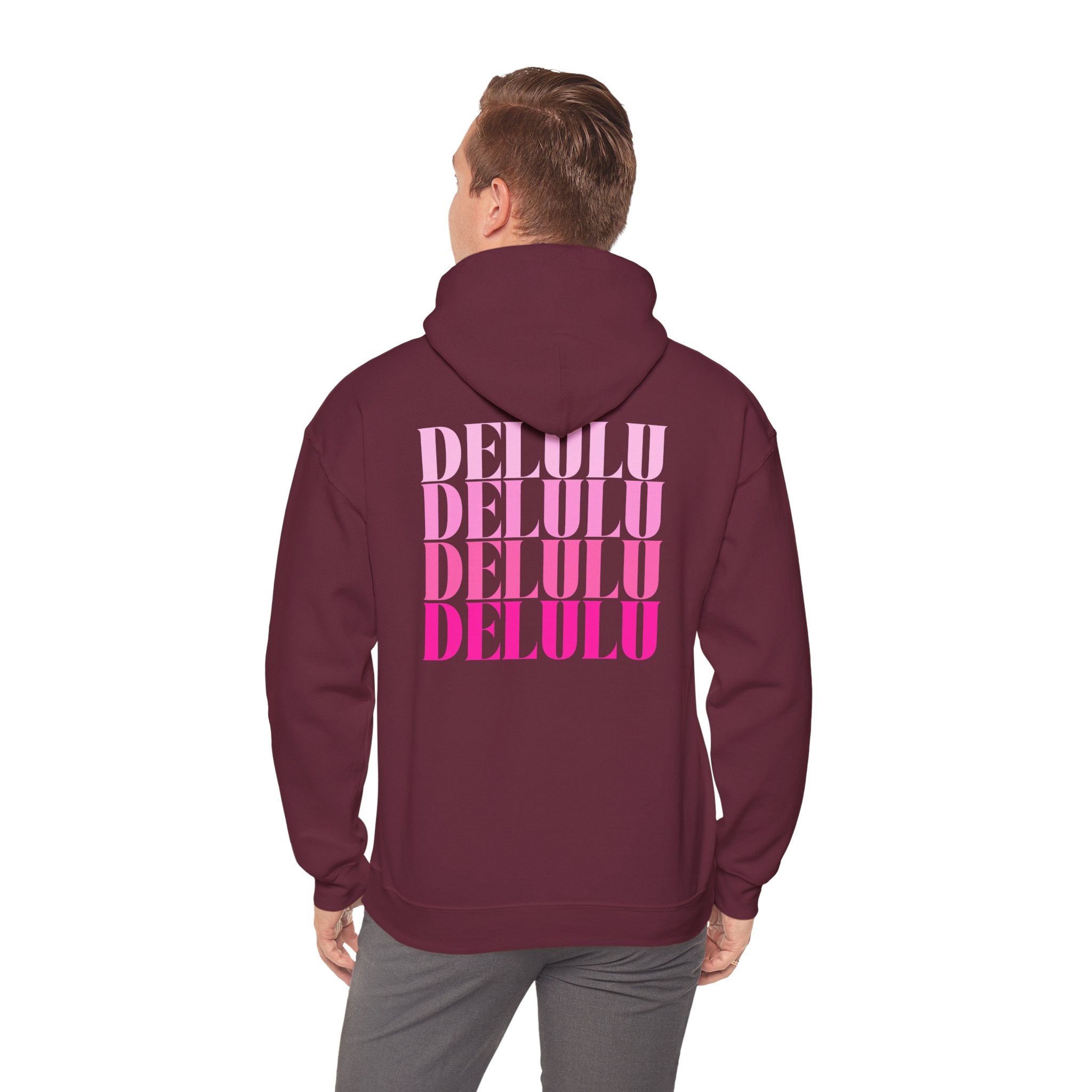 STATEMENT HOODIE DELULU DELULU DELULU - NAVY & PINK