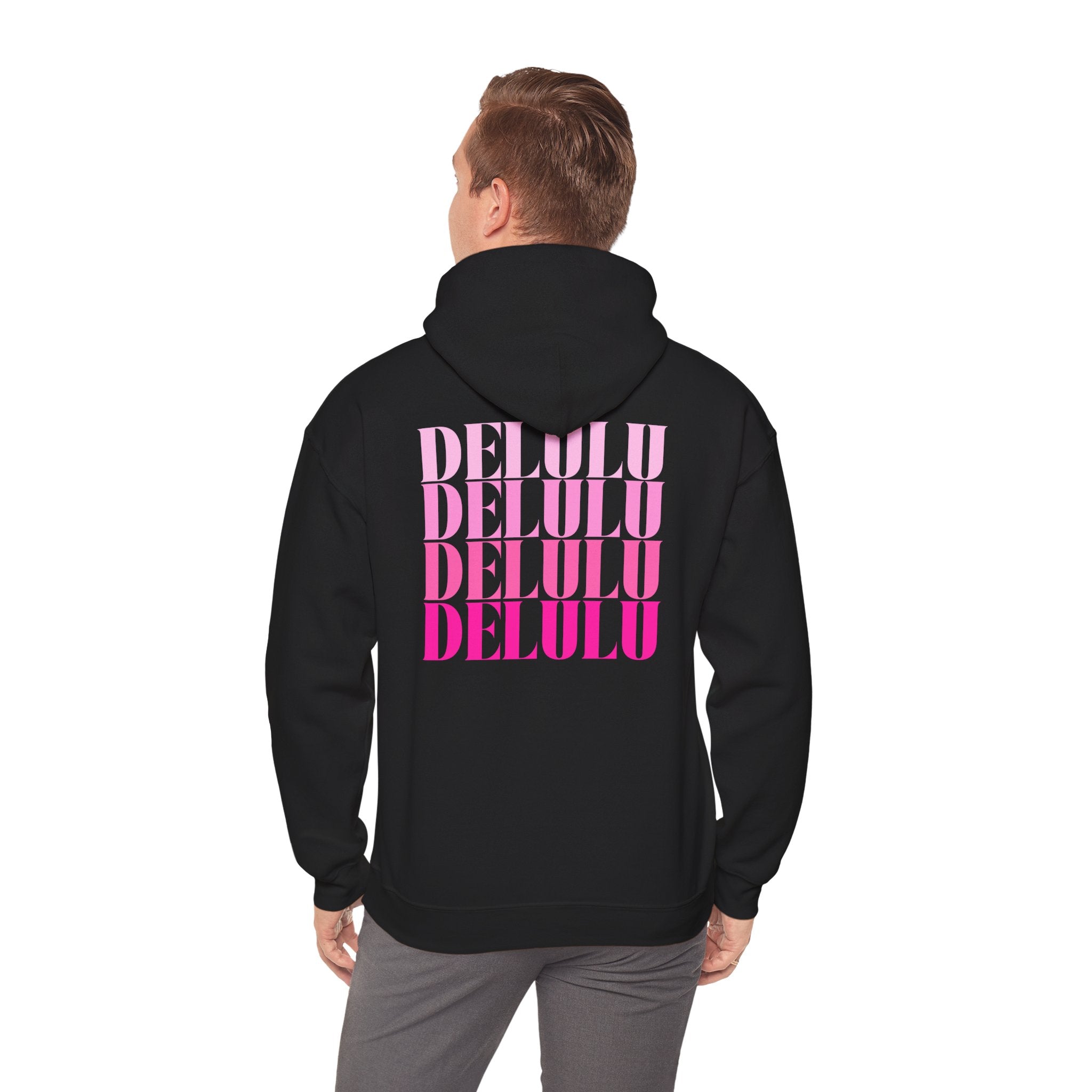STATEMENT HOODIE DELULU DELULU DELULU - NAVY & PINK