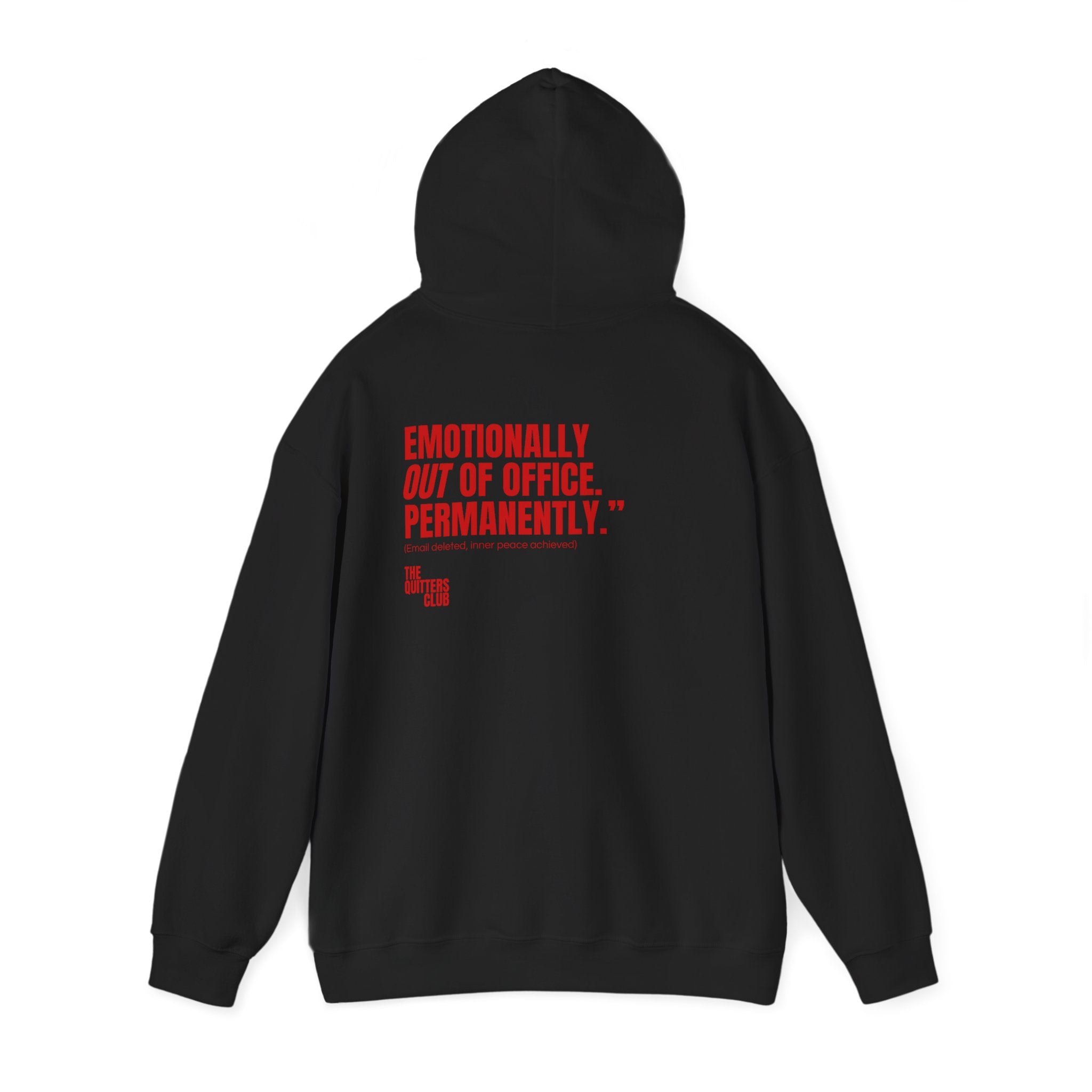 QUITTERS CLUB HOODIE - OUT OF OFFICE BLACK/RED
