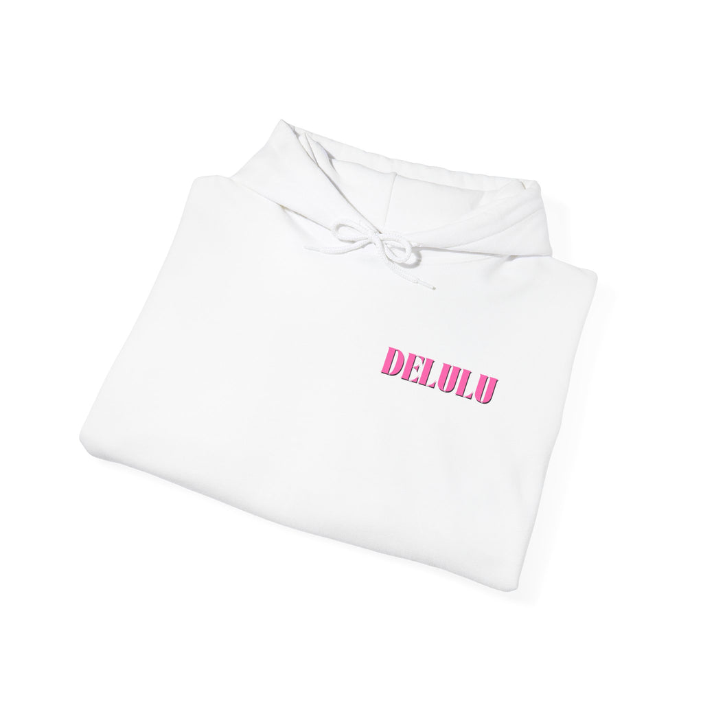 STATEMENT HOODIE DELULU - GREY & PINK/BLACK