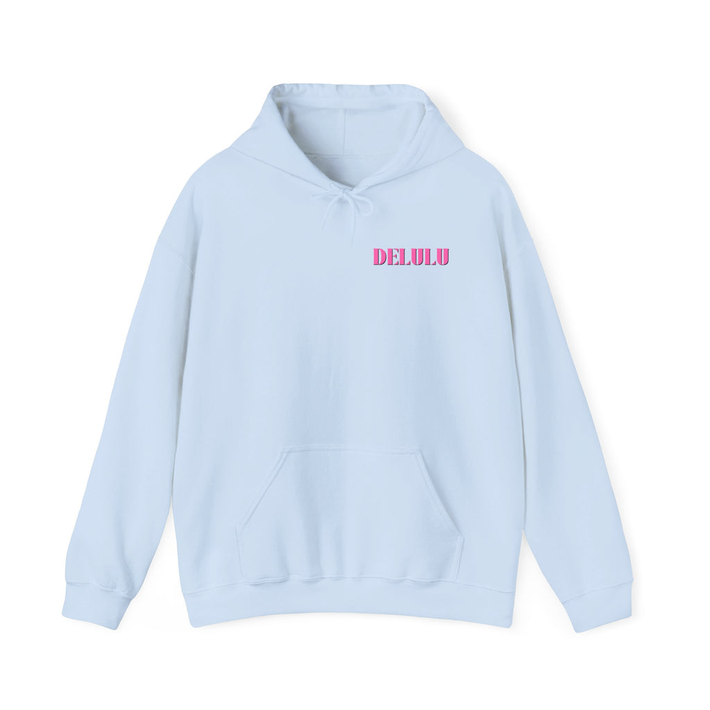 STATEMENT HOODIE DELULU - BLUE & PINK/BLACK