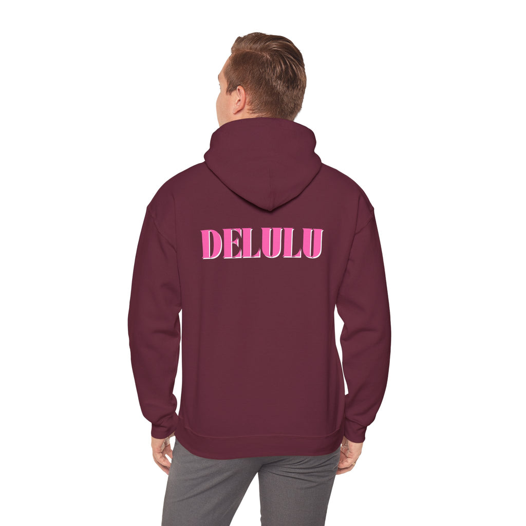 STATEMENT HOODIE DELULU - MAROON & PINK/WHITE