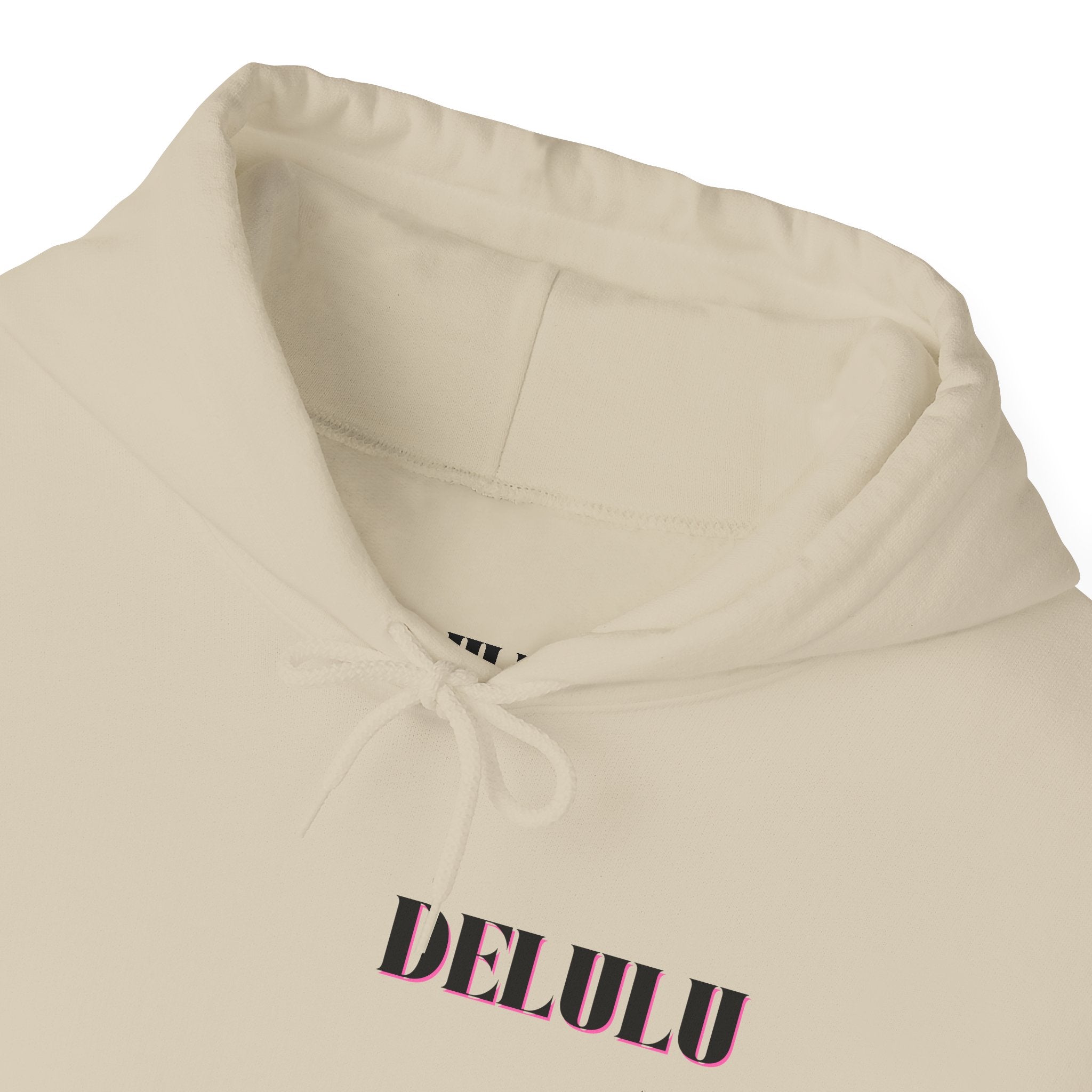 STATEMENT HOODIE DELULU DELULU DELULU - BEIGE & PINK