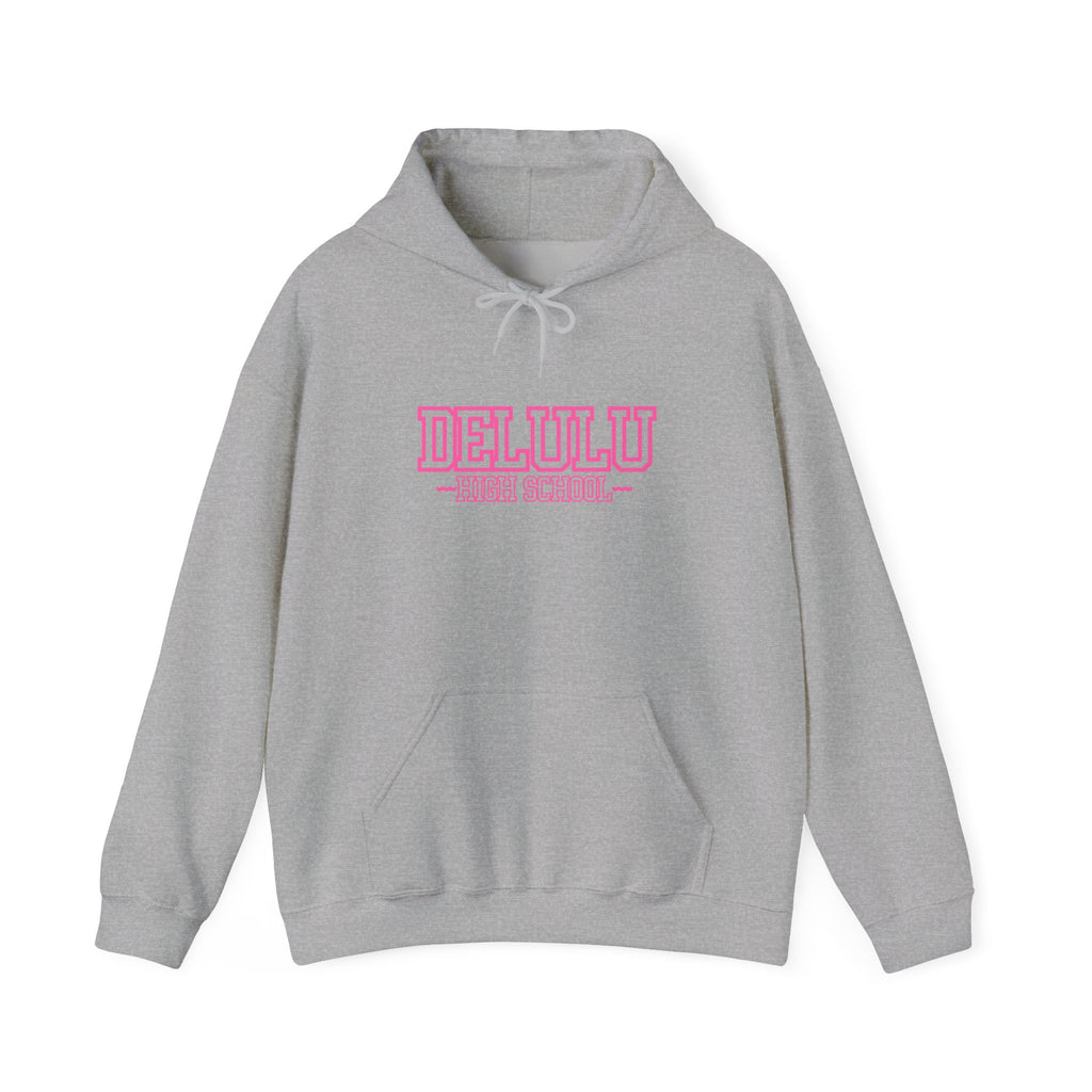 DELULU HIGH SCHOOL HOODIE - GREY&PINK