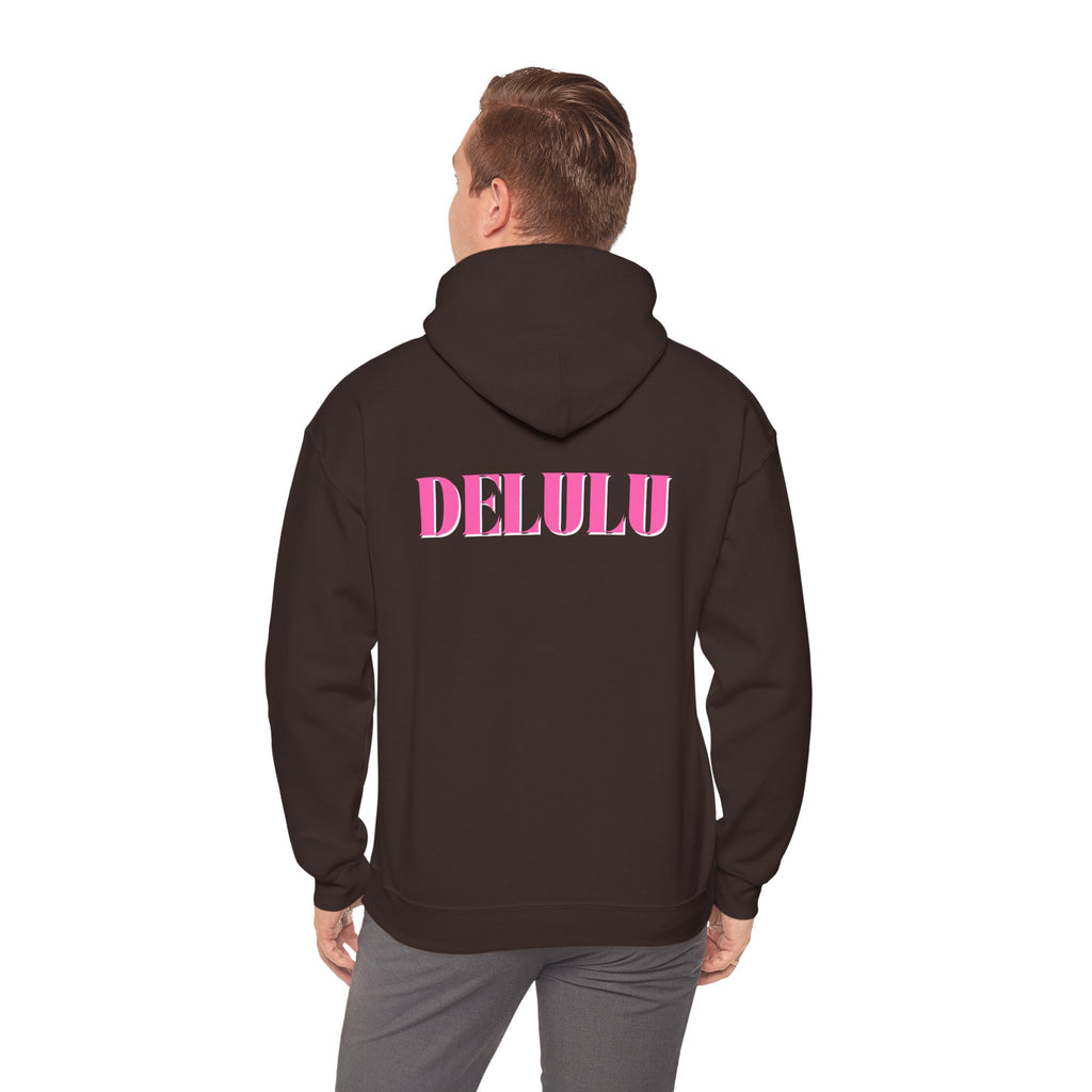 STATEMENT HOODIE DELULU - MAROON & PINK/WHITE