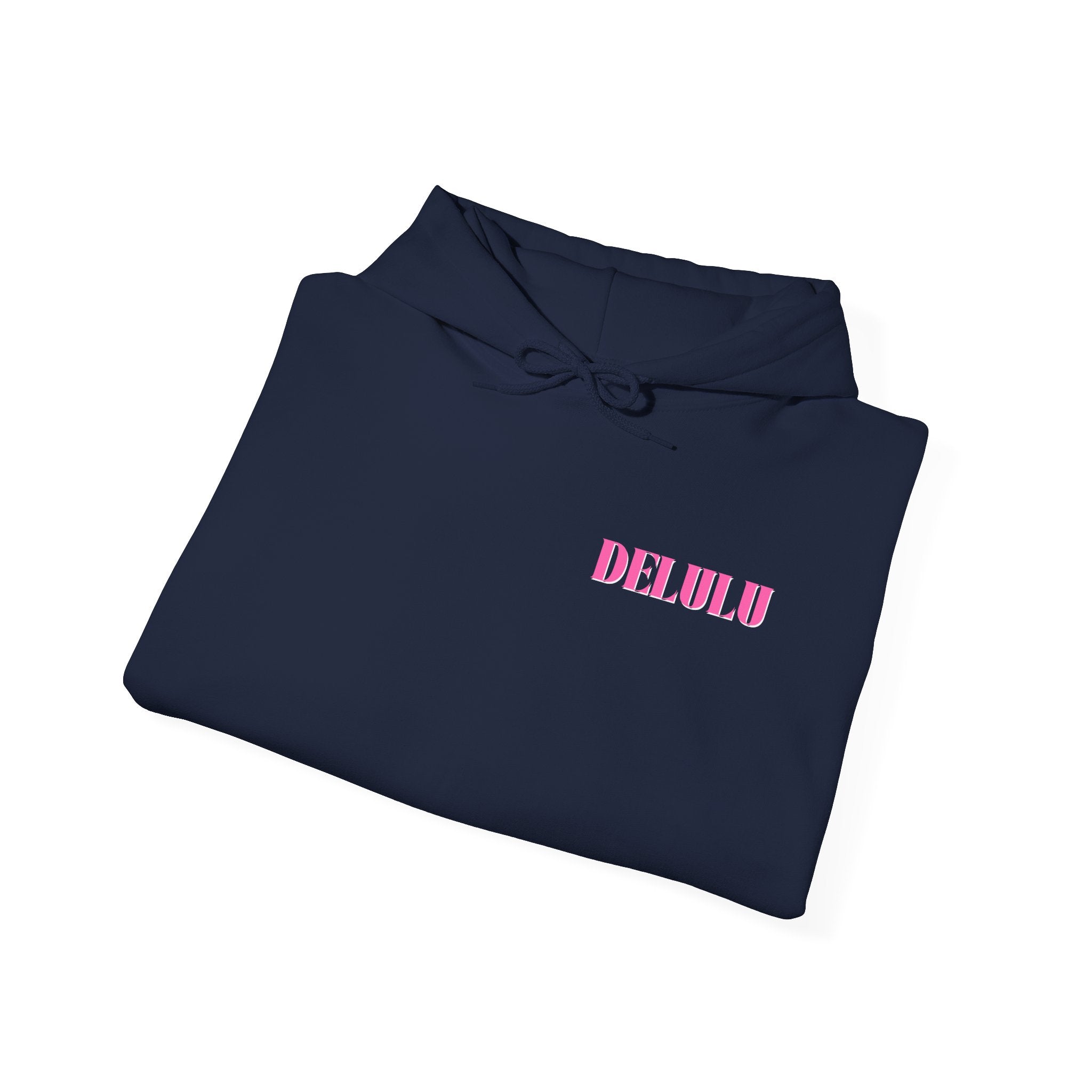 STATEMENT HOODIE DELULU - NAVY & PINK/WHITE