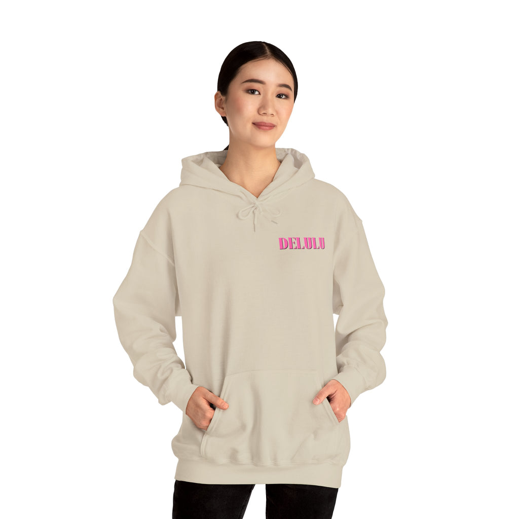 STATEMENT HOODIE DELULU - BLUE & PINK/BLACK