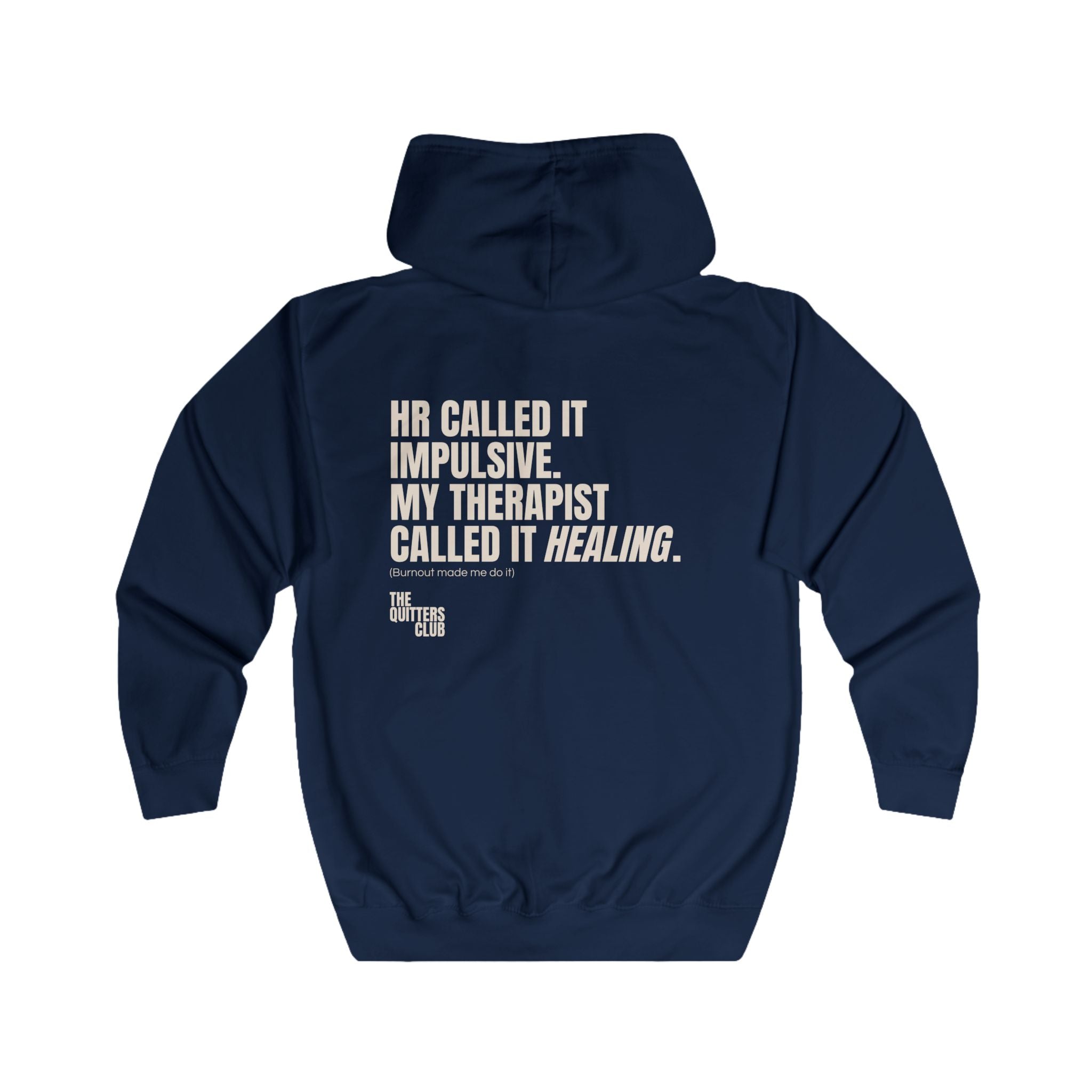04 QUITTERS CLUB FULL-ZIP HOODIE NAVY/BEIGE