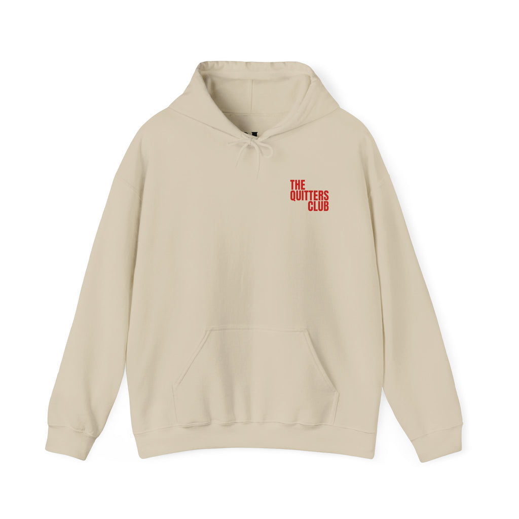 QUITTERS CLUB HOODIE - HR CALLED IT IMPULSIVE BEIGE/RED