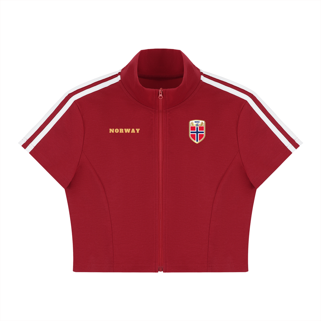 WOMEN'S CROPPED FULL ZIP T-SHIRT WORLD CUP - NORWAY