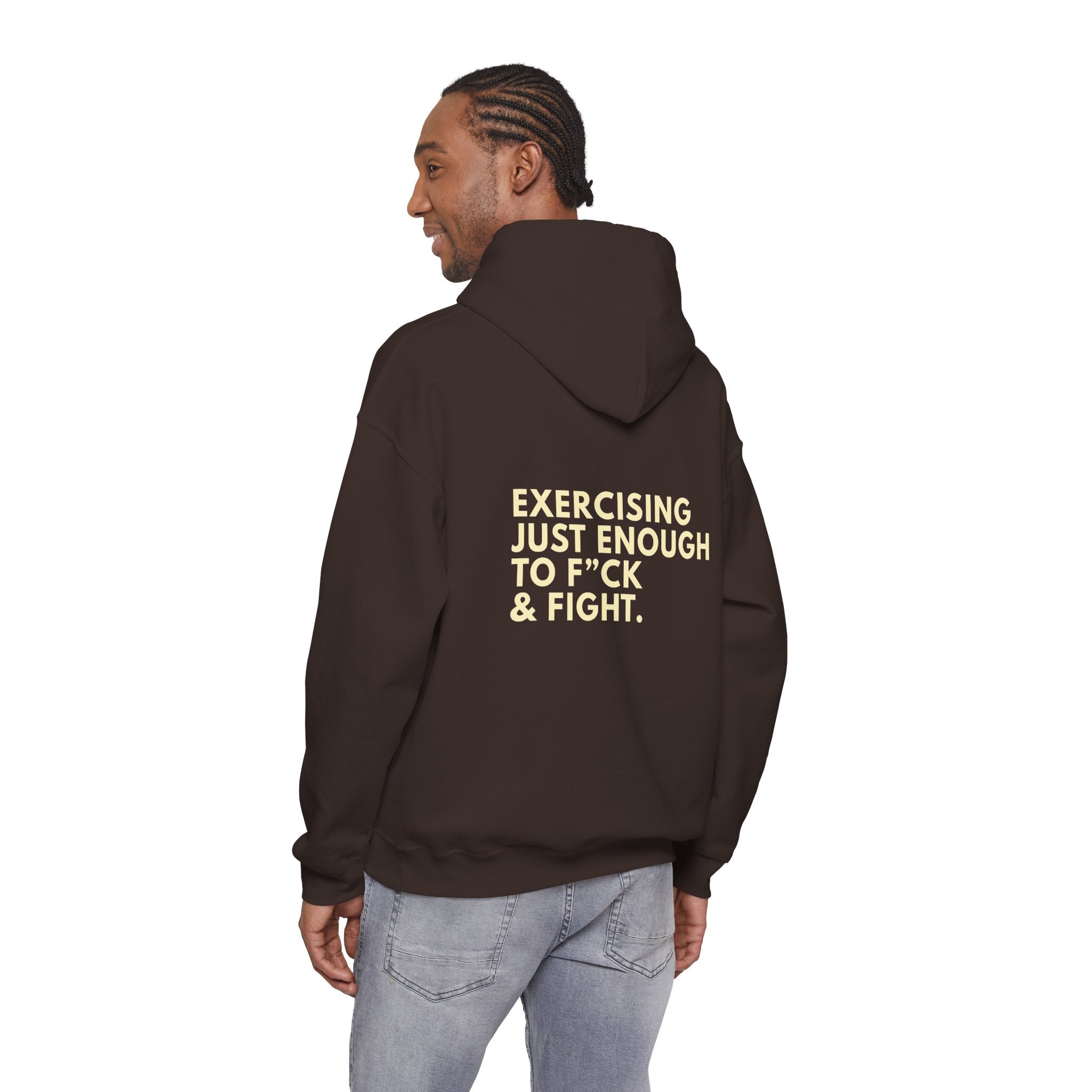 STATEMENT HOODIE - JUST ENOUGH DARK CHOCOLATE/YELLOW