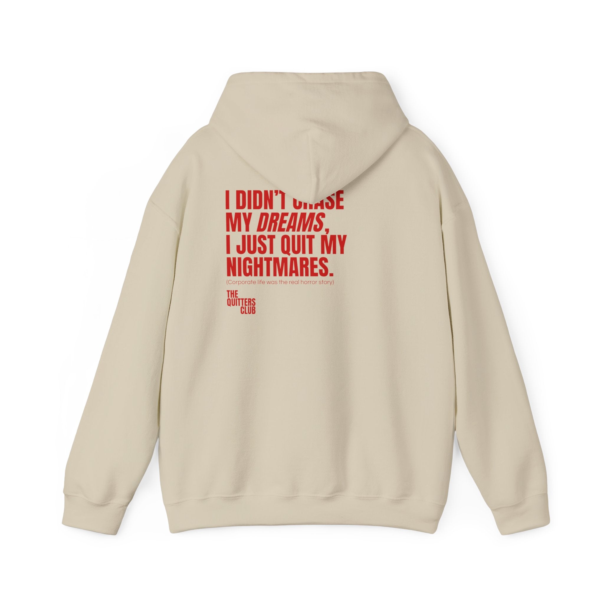 QUITTERS CLUB HOODIE - QUIT MY NIGHTMARE BEIGE/RED