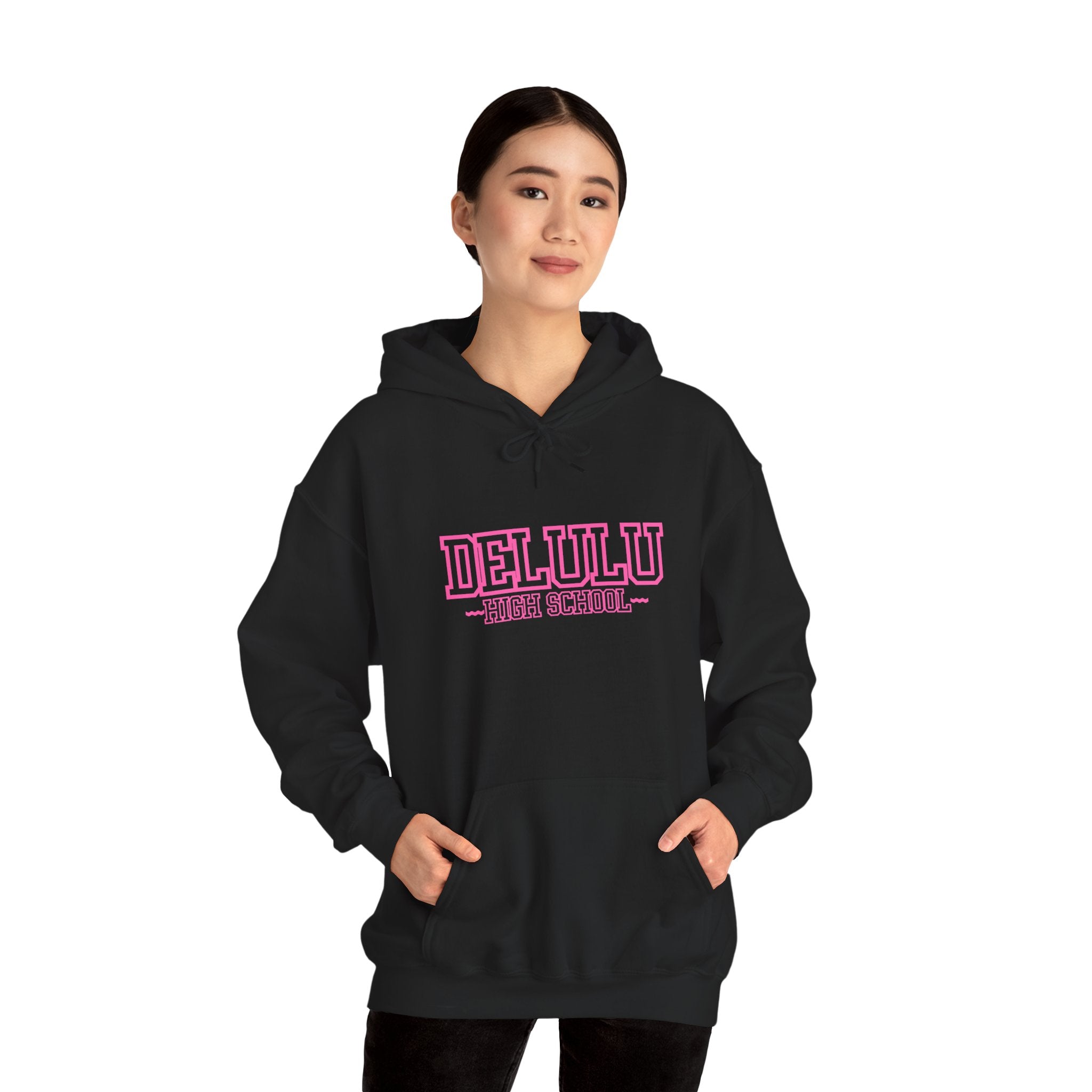 DELULU HIGH SCHOOL HOODIE - BLACK&PINK