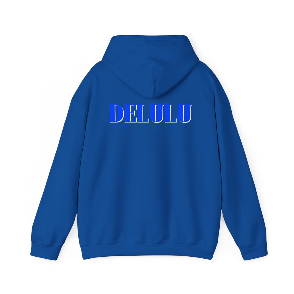 STATEMENT HOODIE DELULU - MAROON & BLUE/WHITE