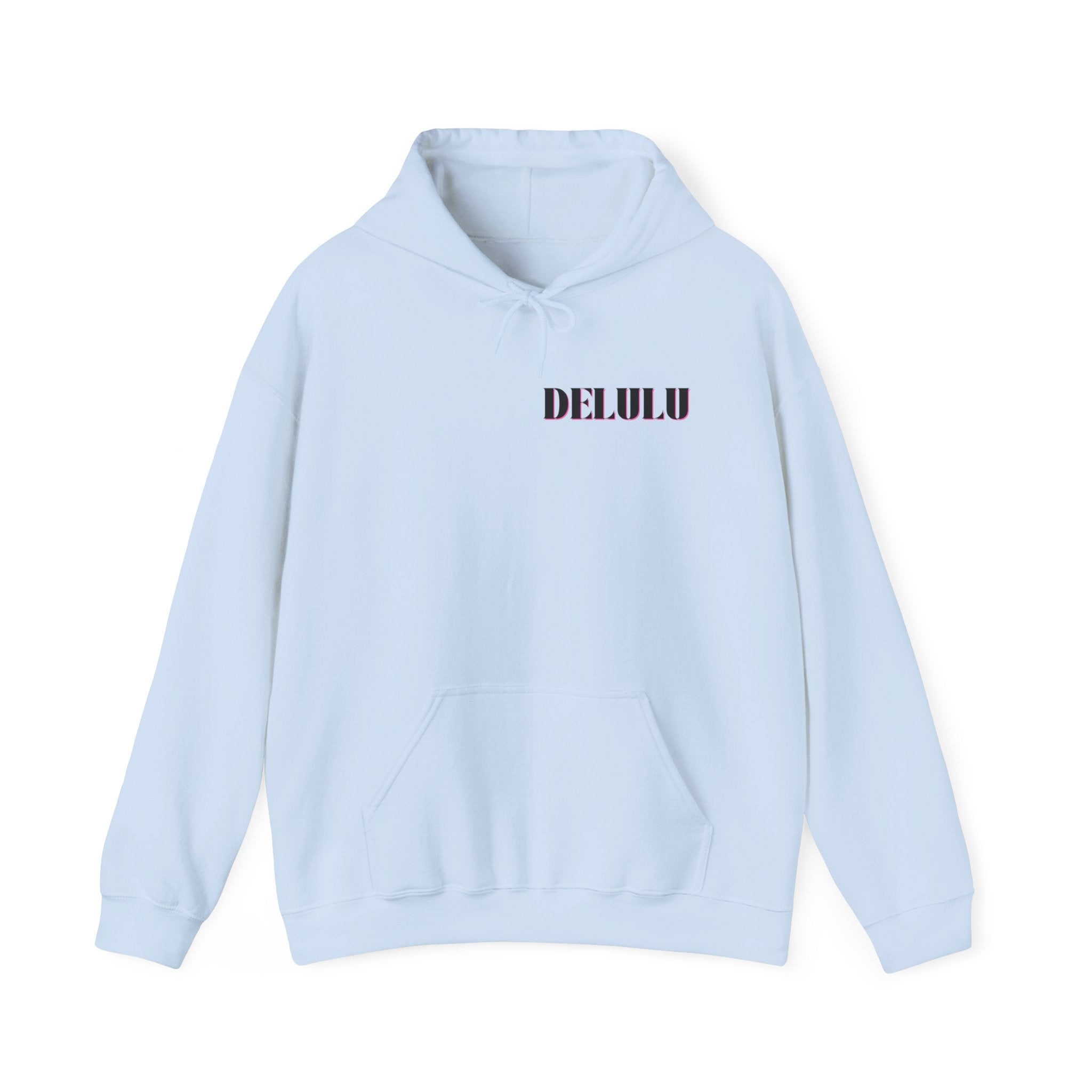 STATEMENT HOODIE DELULU - GREY & BLACK/PINK