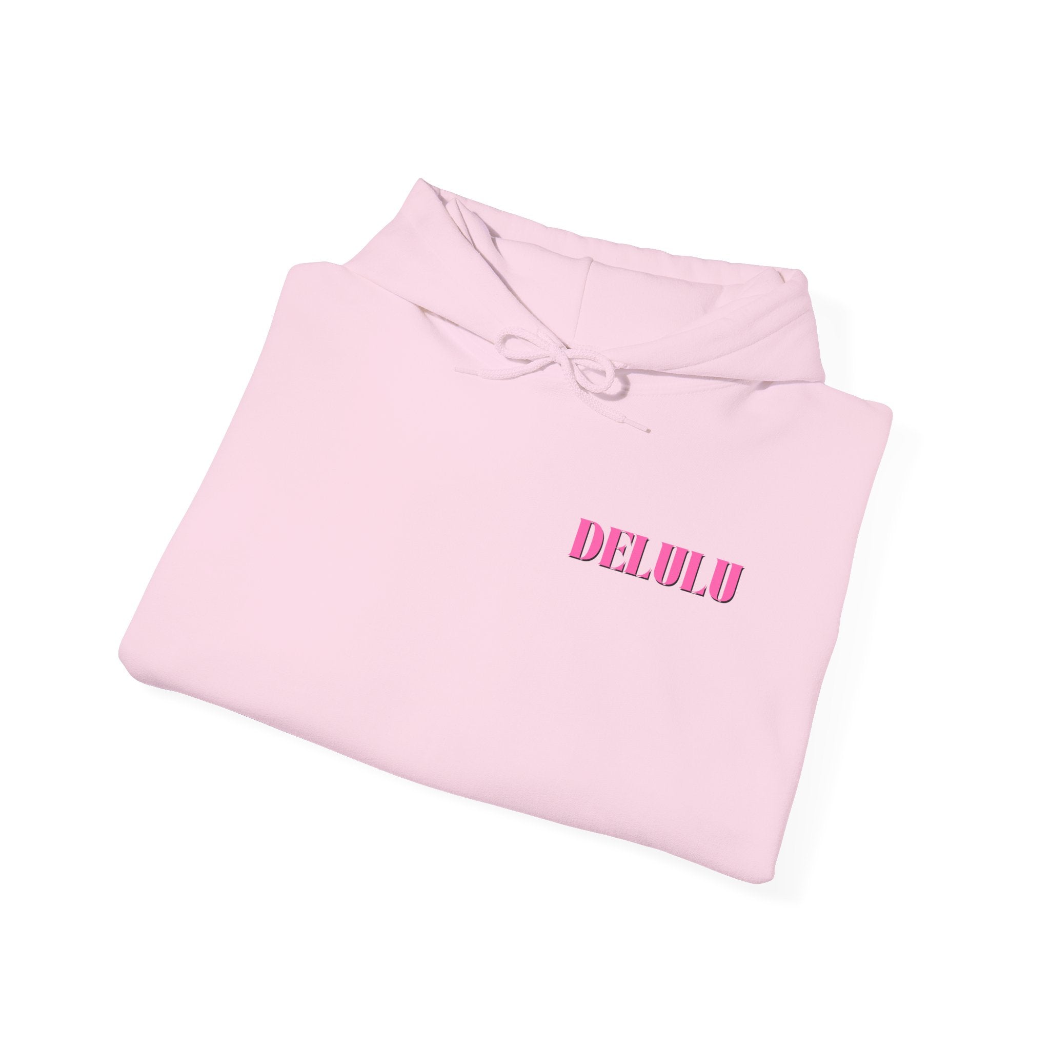 STATEMENT HOODIE DELULU - WHITE & PINK/BLACK