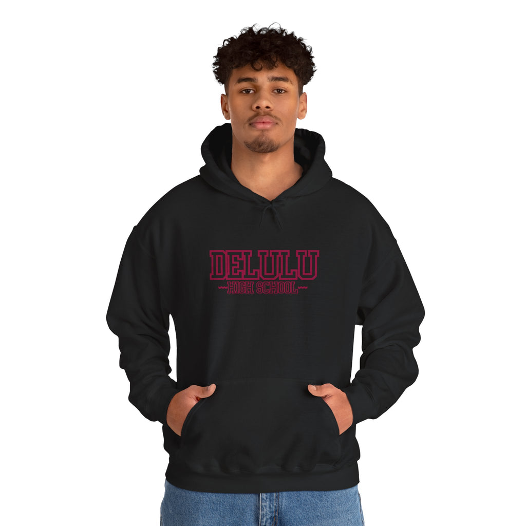 DELULU HIGH SCHOOL HOODIE - BLACK&RED