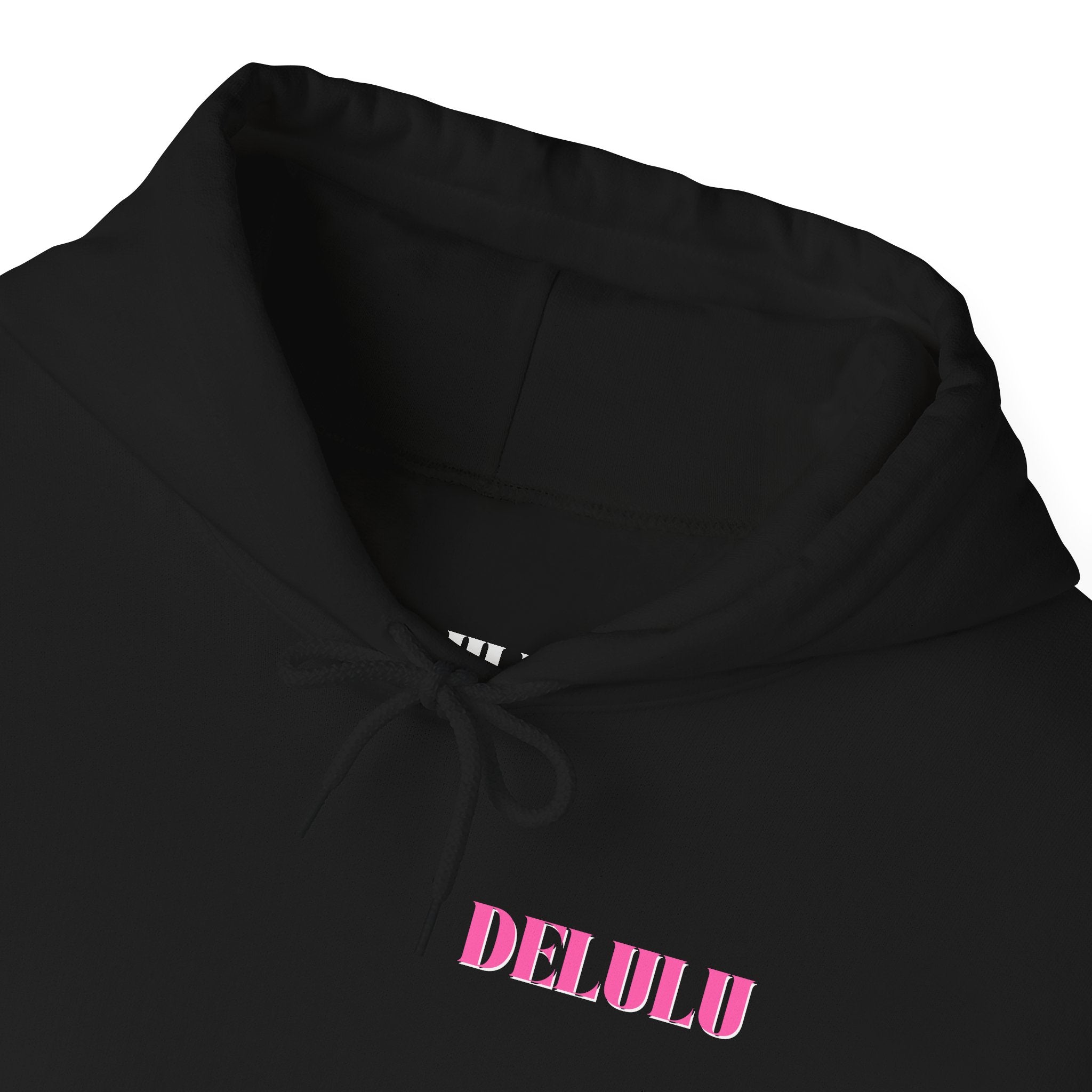 STATEMENT HOODIE DELULU - BLACK & PINK/WHITE
