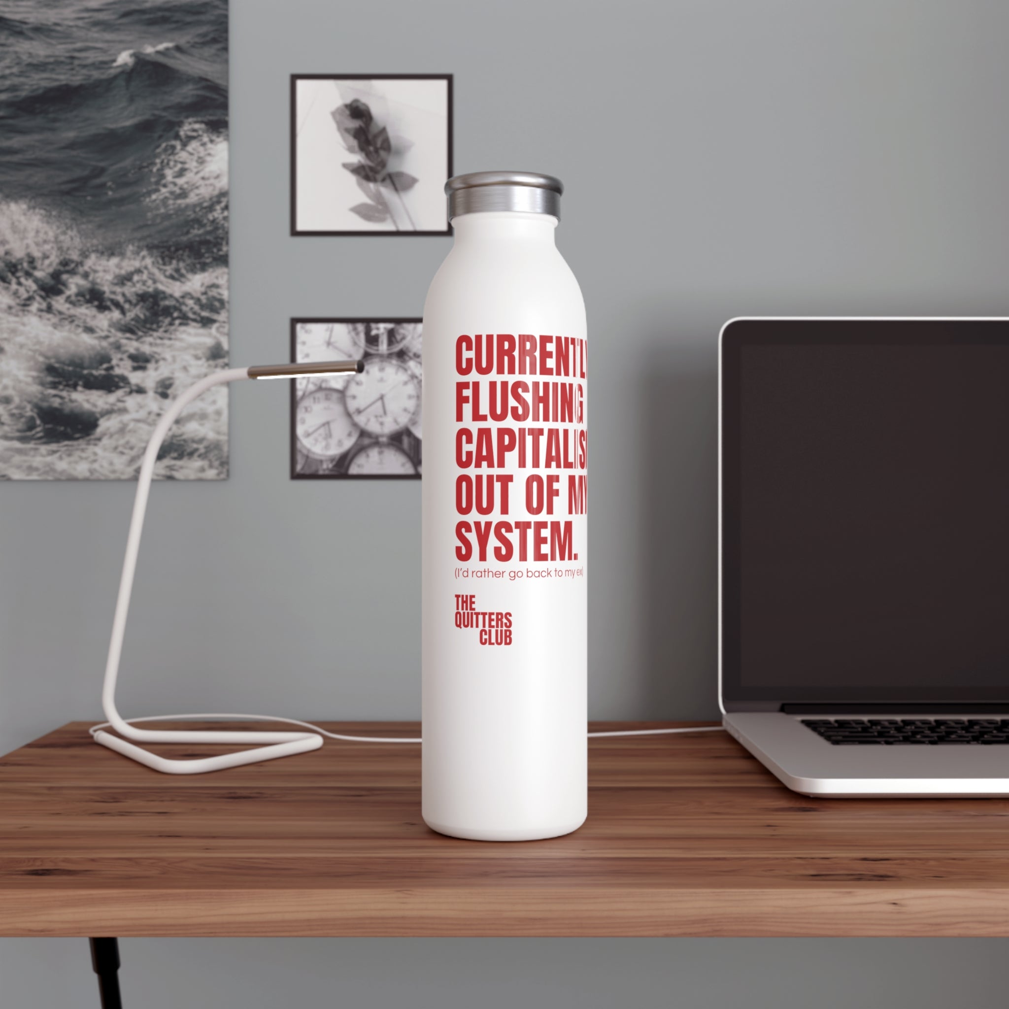 QUITTERS CLUB SLIM WATER BOTTLE 20oz - FLUSHING