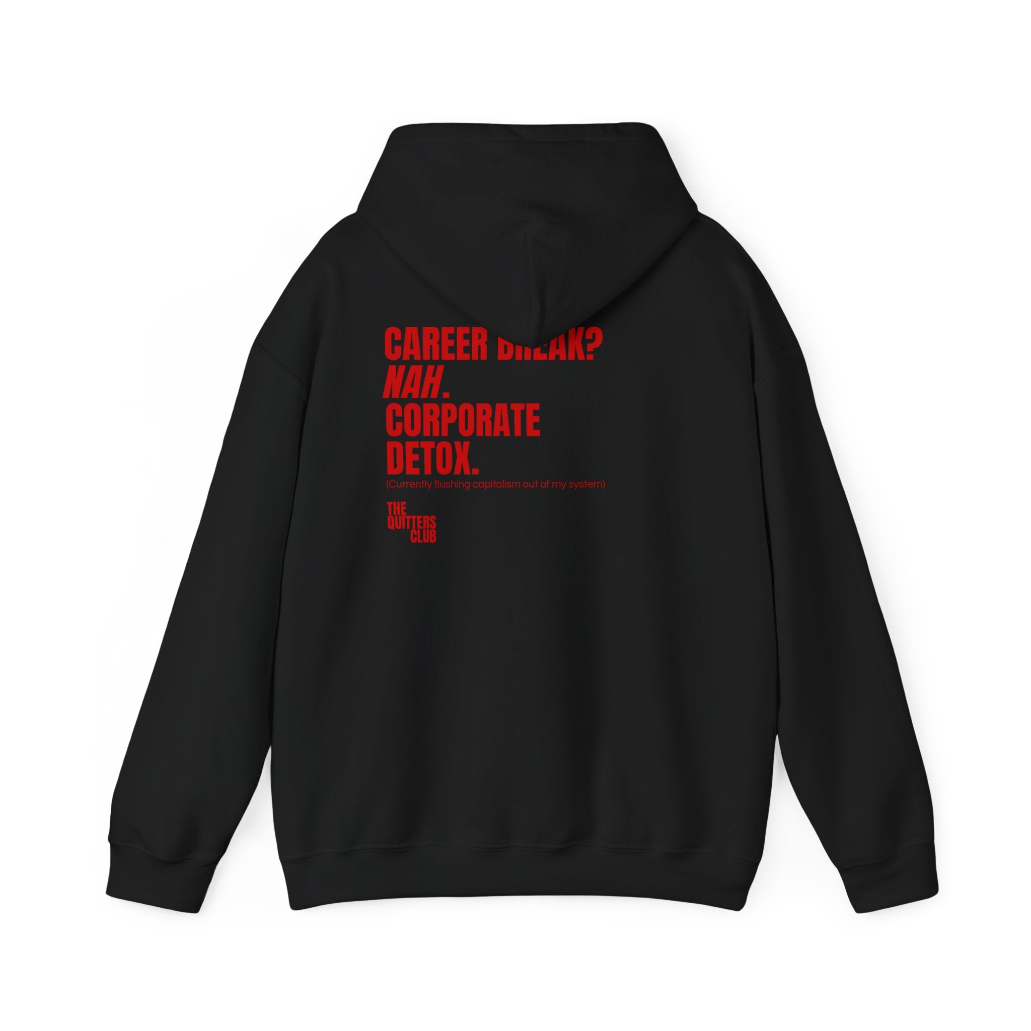 QUITTERS CLUB HOODIE - CORPORATE DETOX BLACK/RED