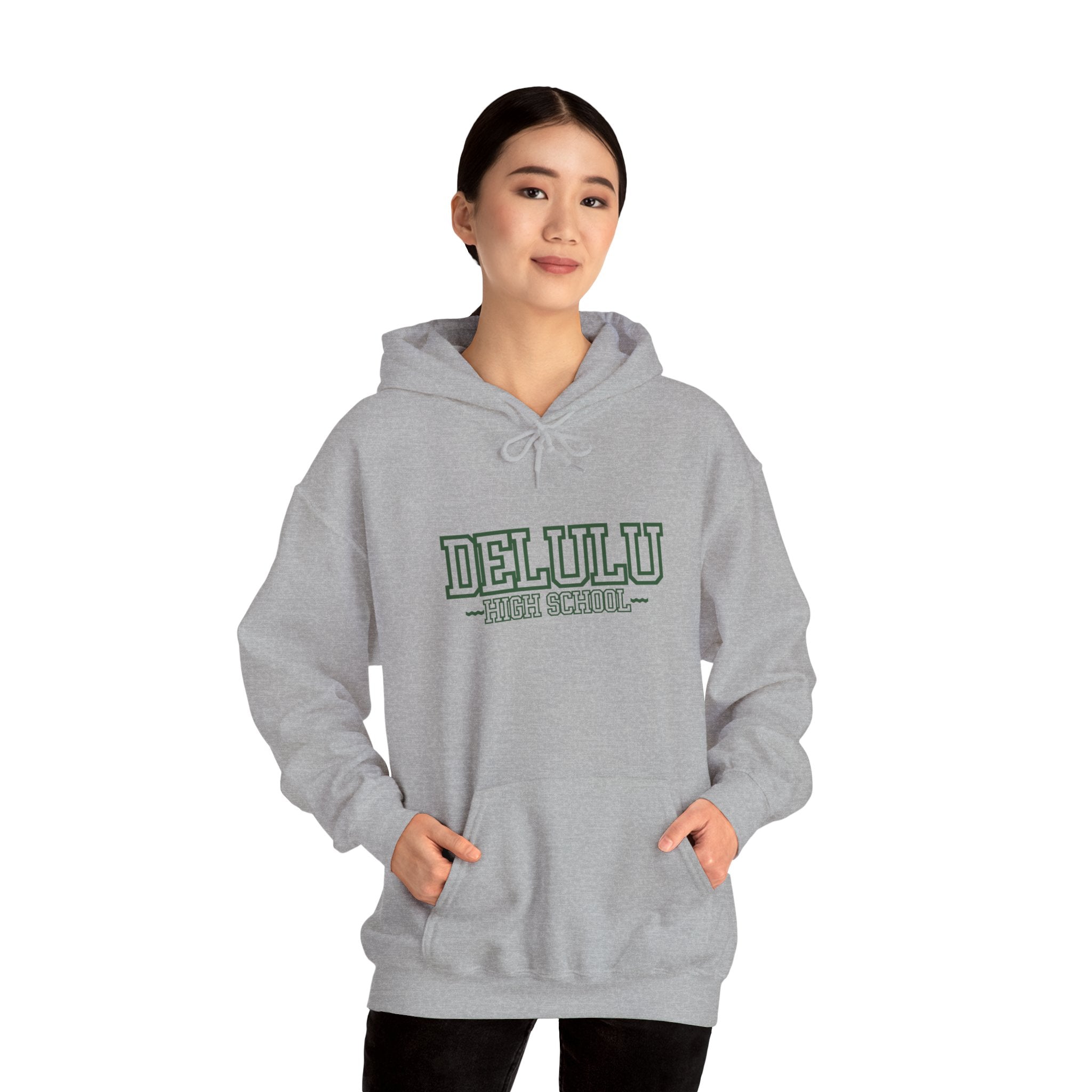 DELULU HIGH SCHOOL HOODIE - GREY&GREEN