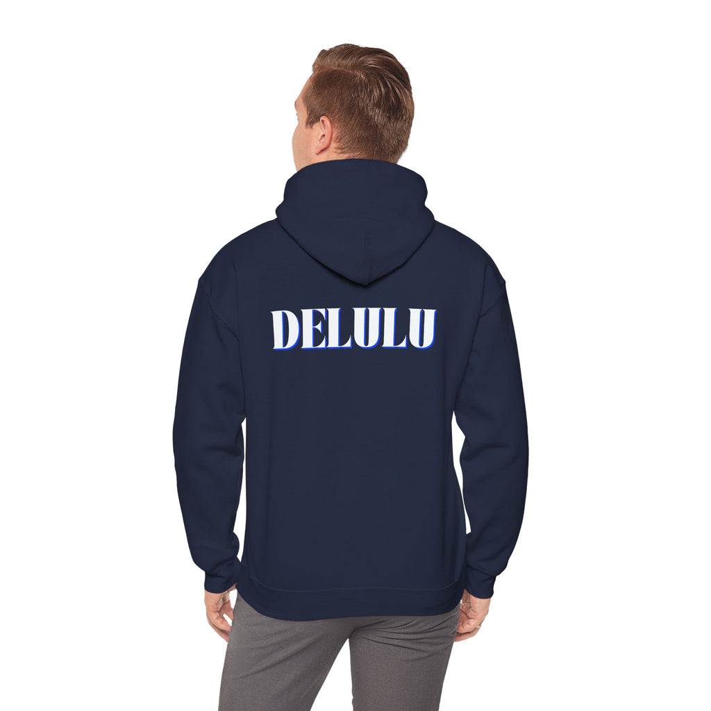 STATEMENT HOODIE DELULU - MAROON & WHITE/BLUE