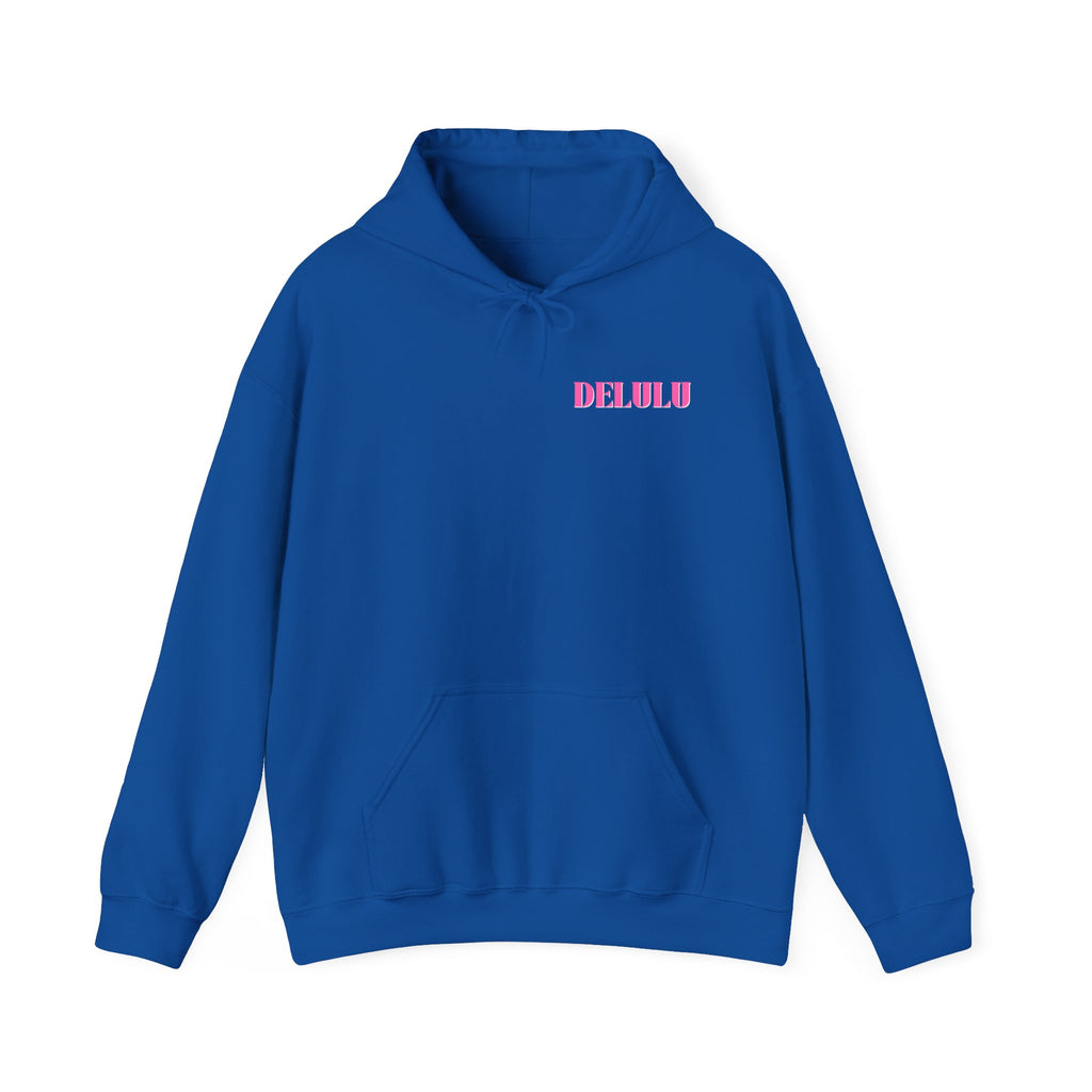 STATEMENT HOODIE DELULU - DARK CHOCOLATE & PINK/WHITE
