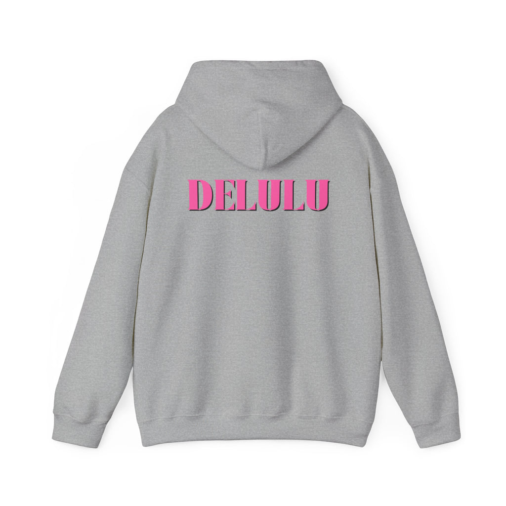 STATEMENT HOODIE DELULU - BEIGE & PINK/BLACK