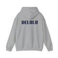 STATEMENT HOODIE DELULU - WHITE & BLACK/BLUE