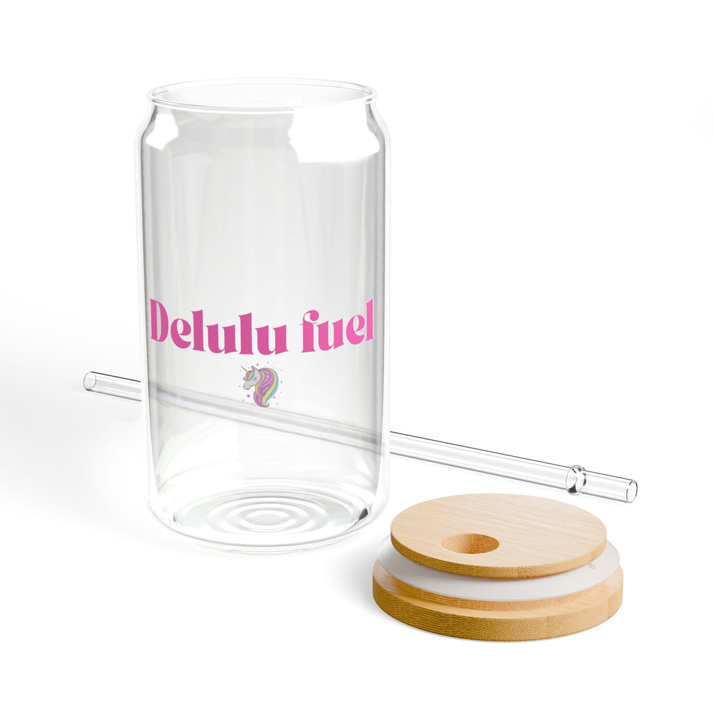 MATCHA/ICE COFFEE GLASS 16oz WITH STRAW - DELULU FUEL