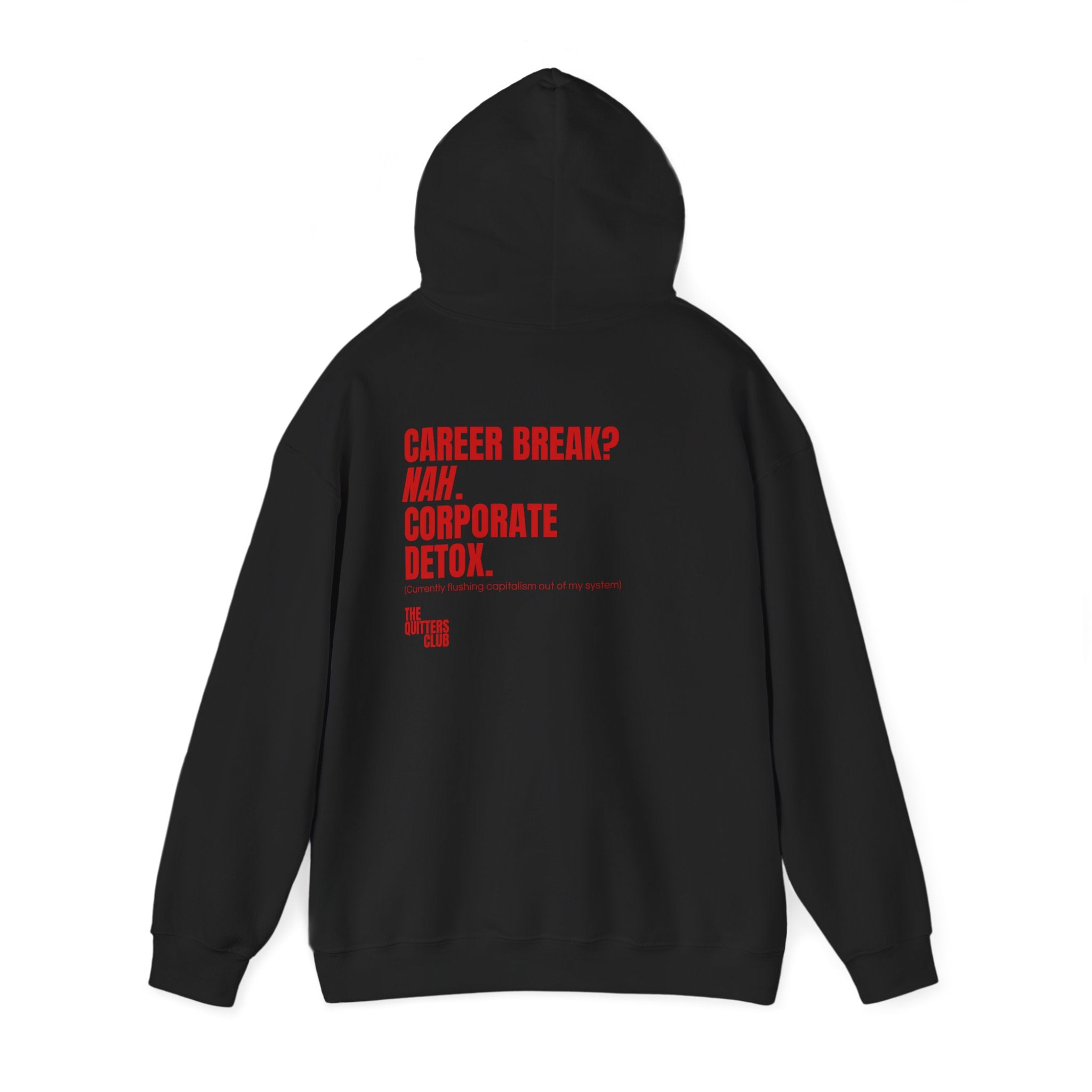 QUITTERS CLUB HOODIE - CORPORATE DETOX BLACK/RED