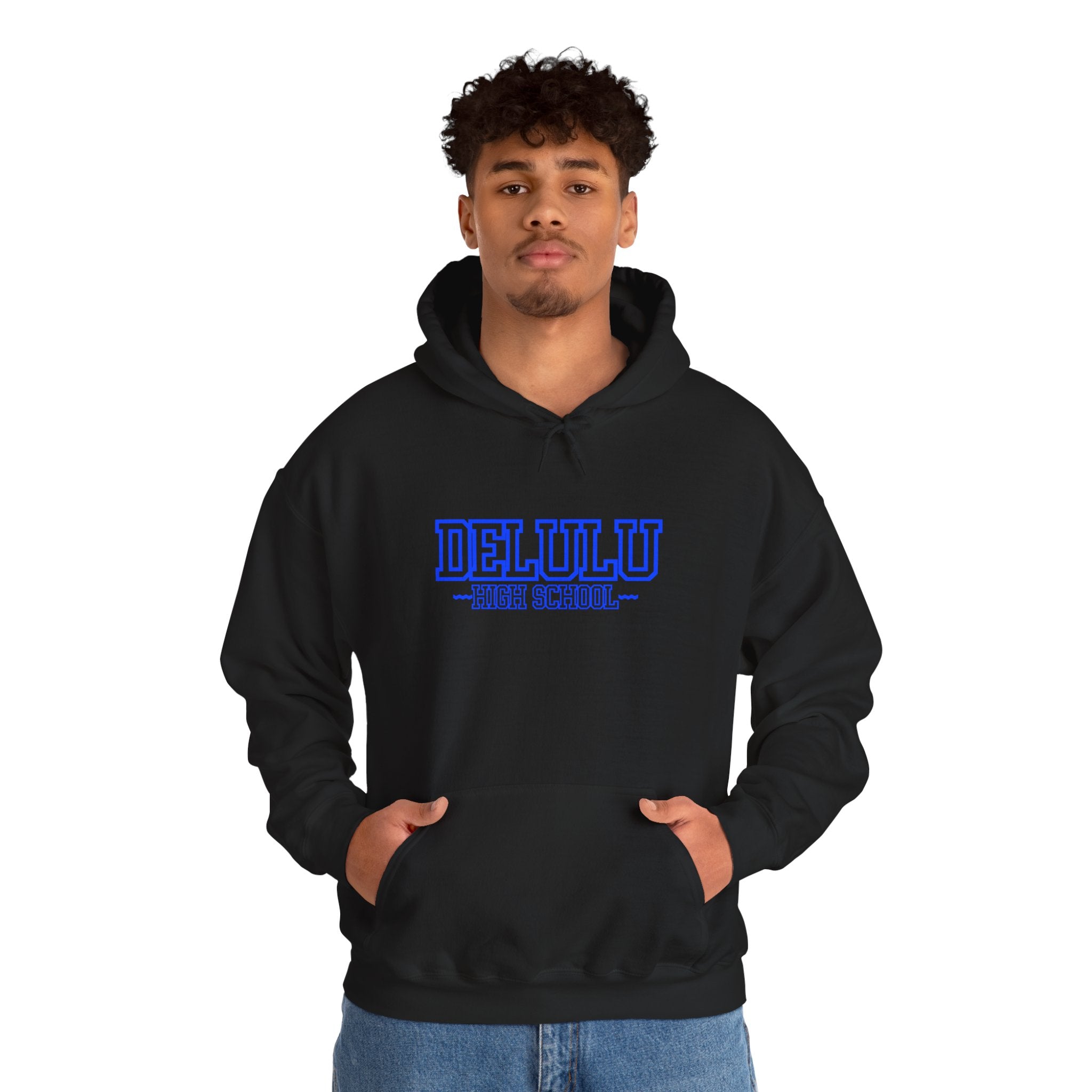 DELULU HIGH SCHOOL HOODIE - BLACK&BLUE