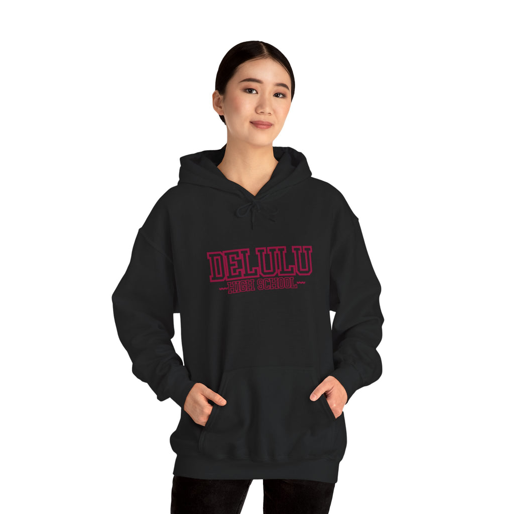 DELULU HIGH SCHOOL HOODIE - BLACK&RED